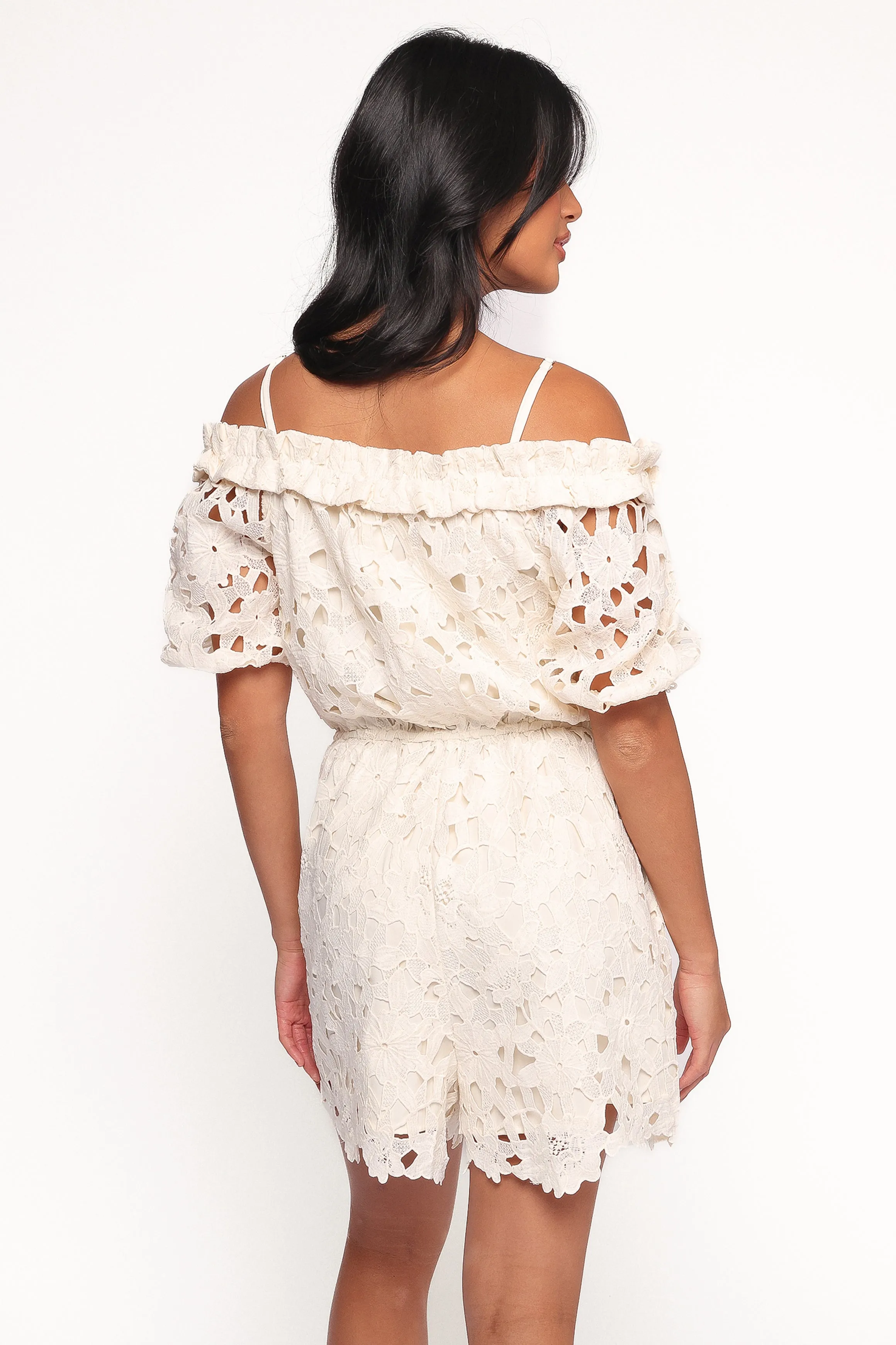 Athina Lace Romper - White sold by Petal & Pup product image thumbnail 4