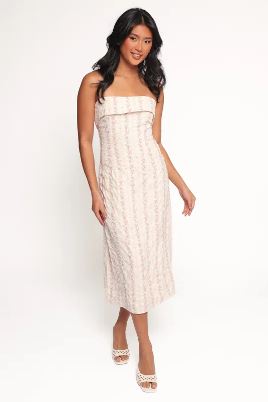 Norma Strapless Midi Dress - Pink Floral sold by Petal & Pup