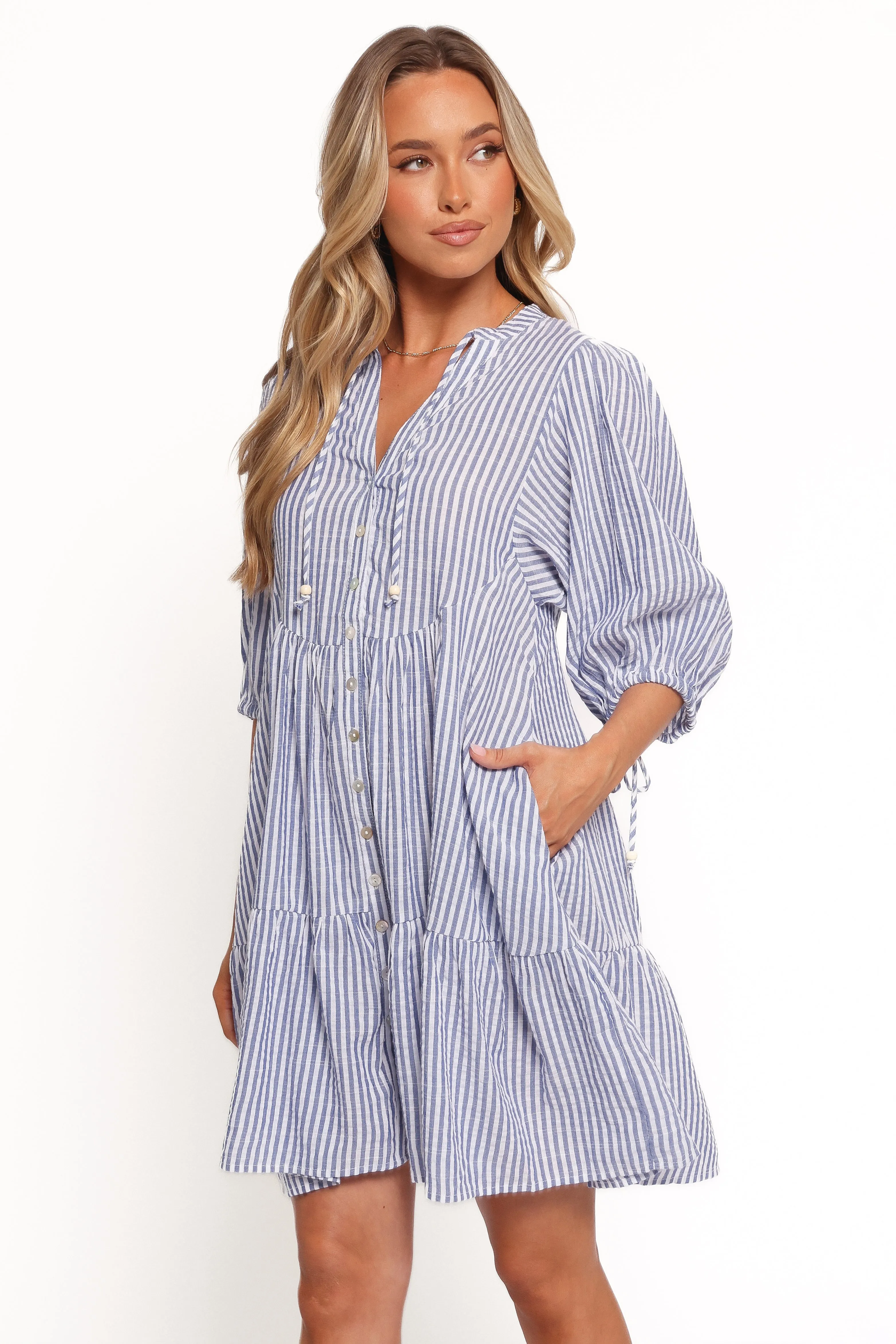 Arden Mini Dress - Blue Stripe sold by Petal & Pup product image thumbnail 3