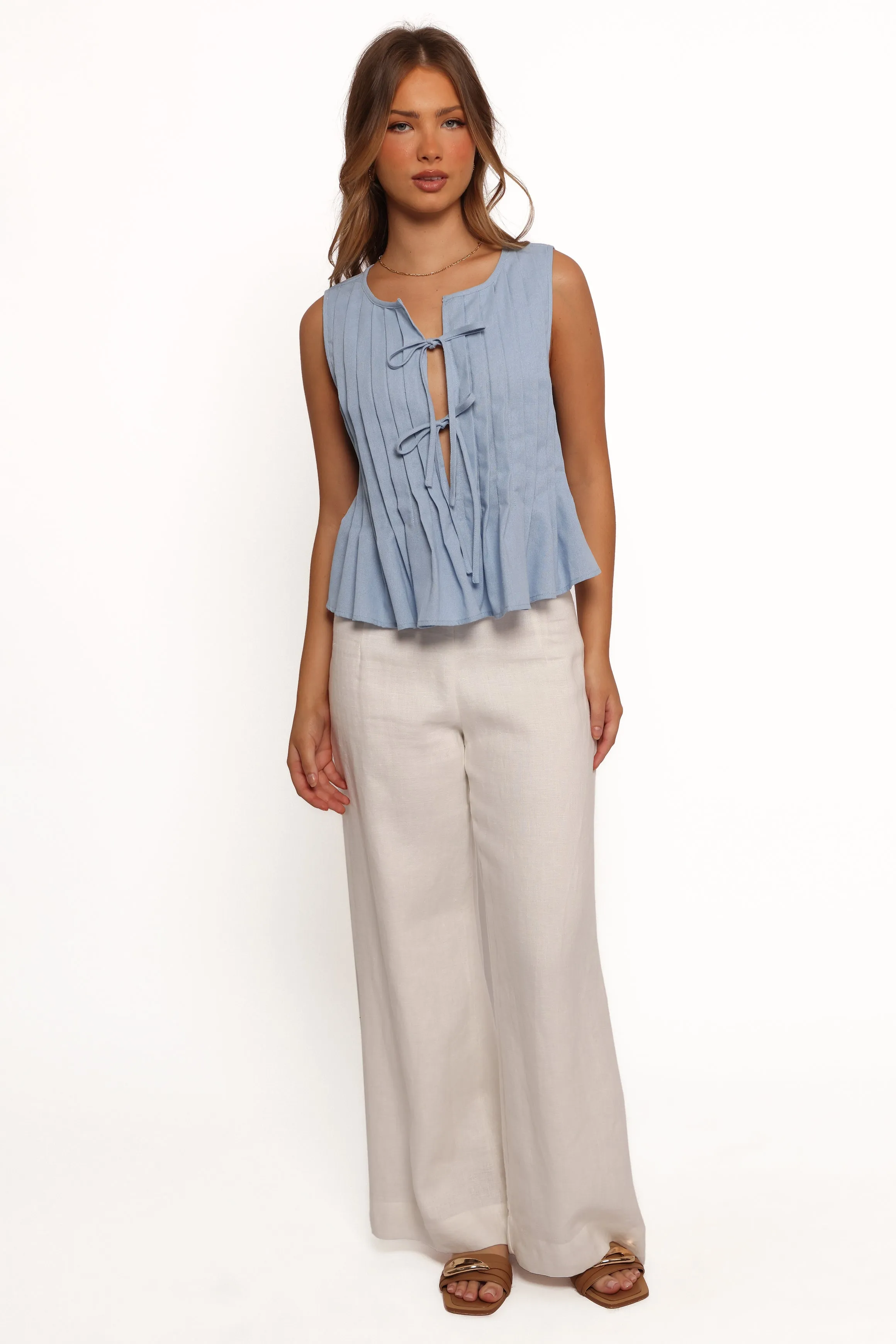 Delia Pleat Tie Top - Blue sold by Petal & Pup product image thumbnail 4