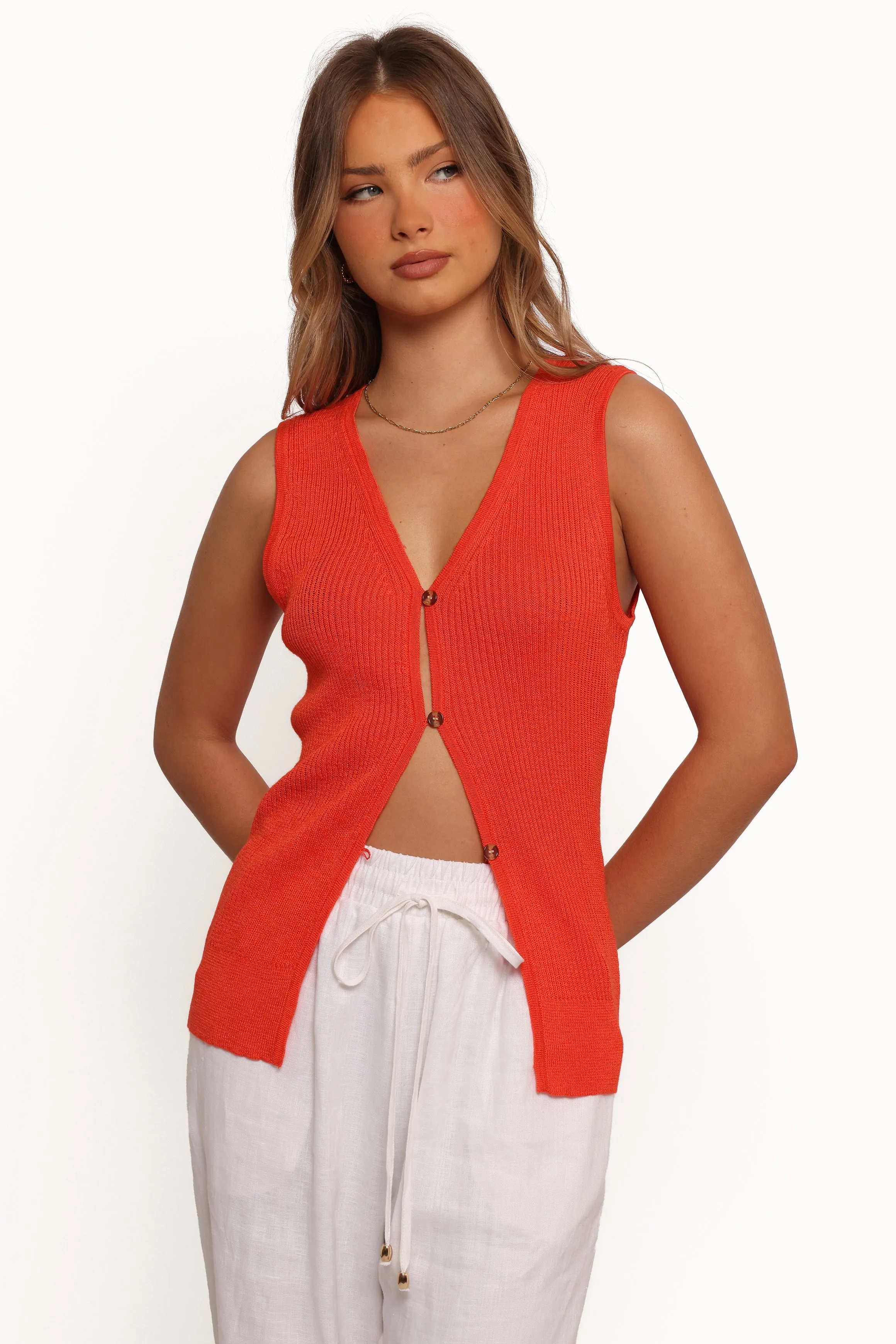 Parma Knit Vest Top - Blood Orange sold by Petal & Pup product image thumbnail 5
