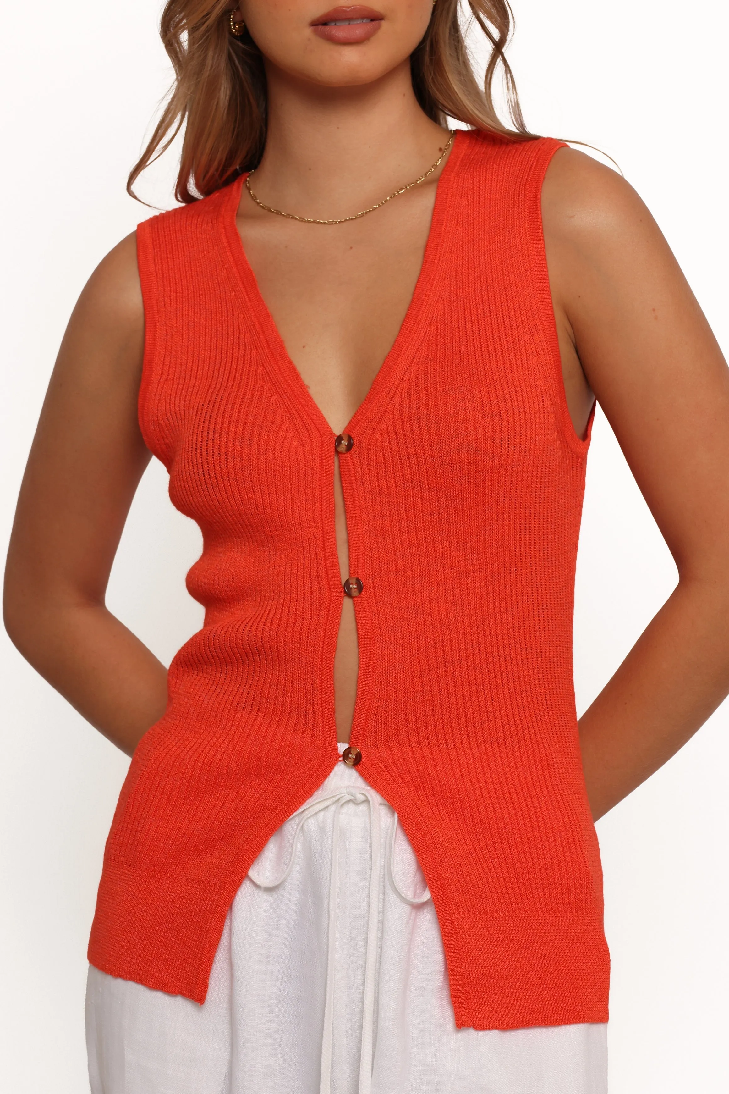Parma Knit Vest Top - Blood Orange sold by Petal & Pup product image thumbnail 2