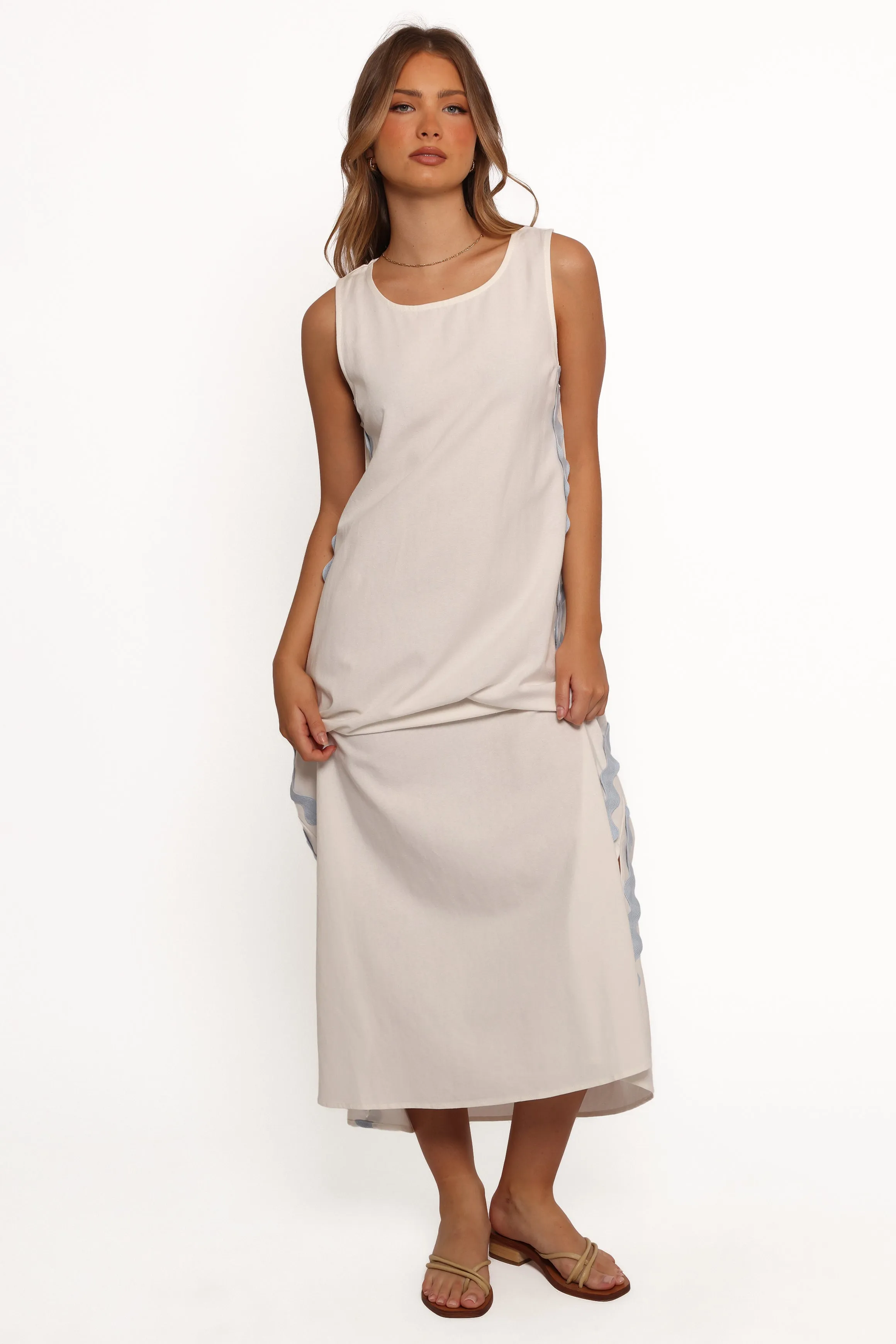 Lennie Midi Dress - Cream Blue sold by Petal & Pup product image thumbnail 3