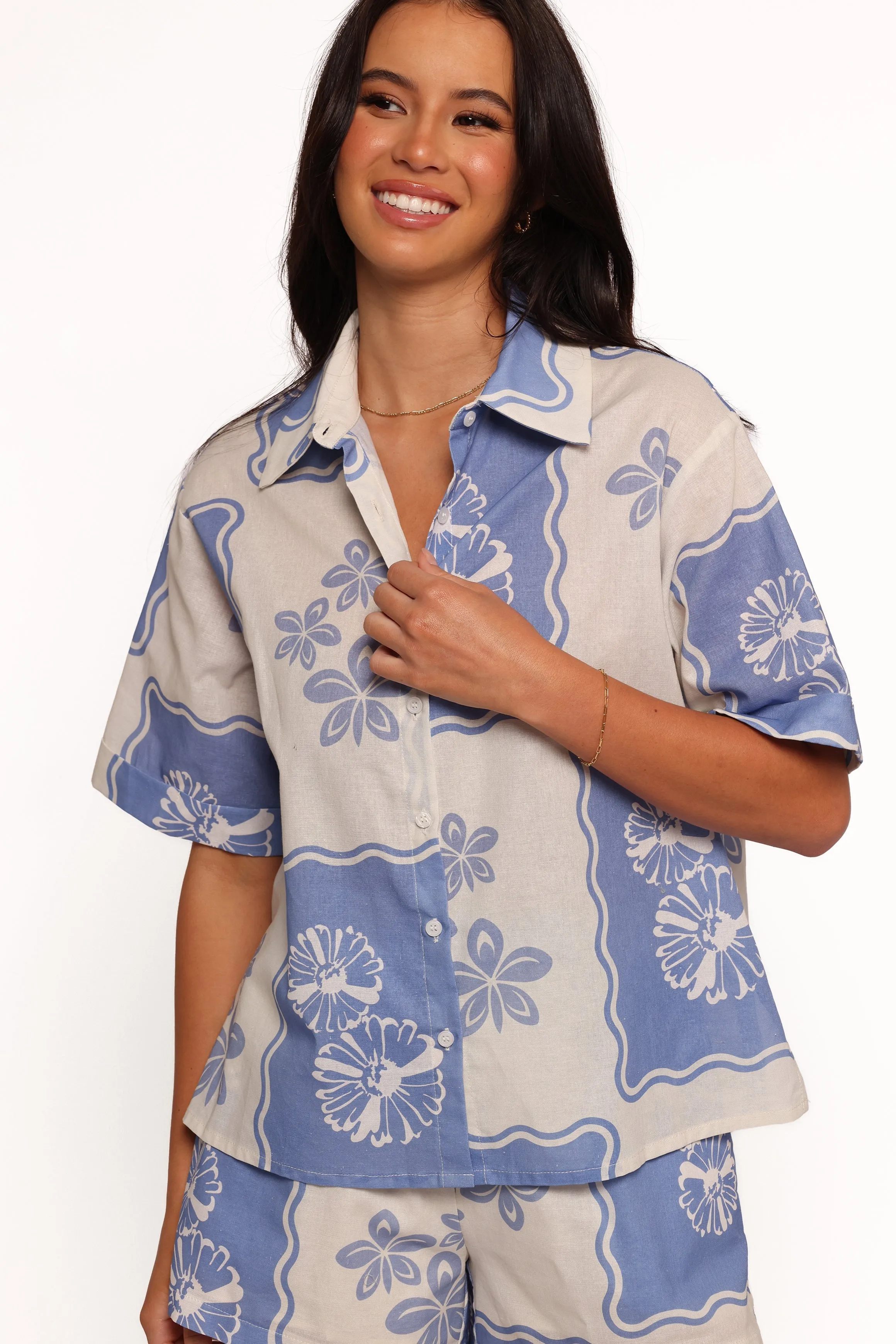 Shellie Short Sleeve Shirt - Blue Dahlia sold by Petal & Pup product image thumbnail 3