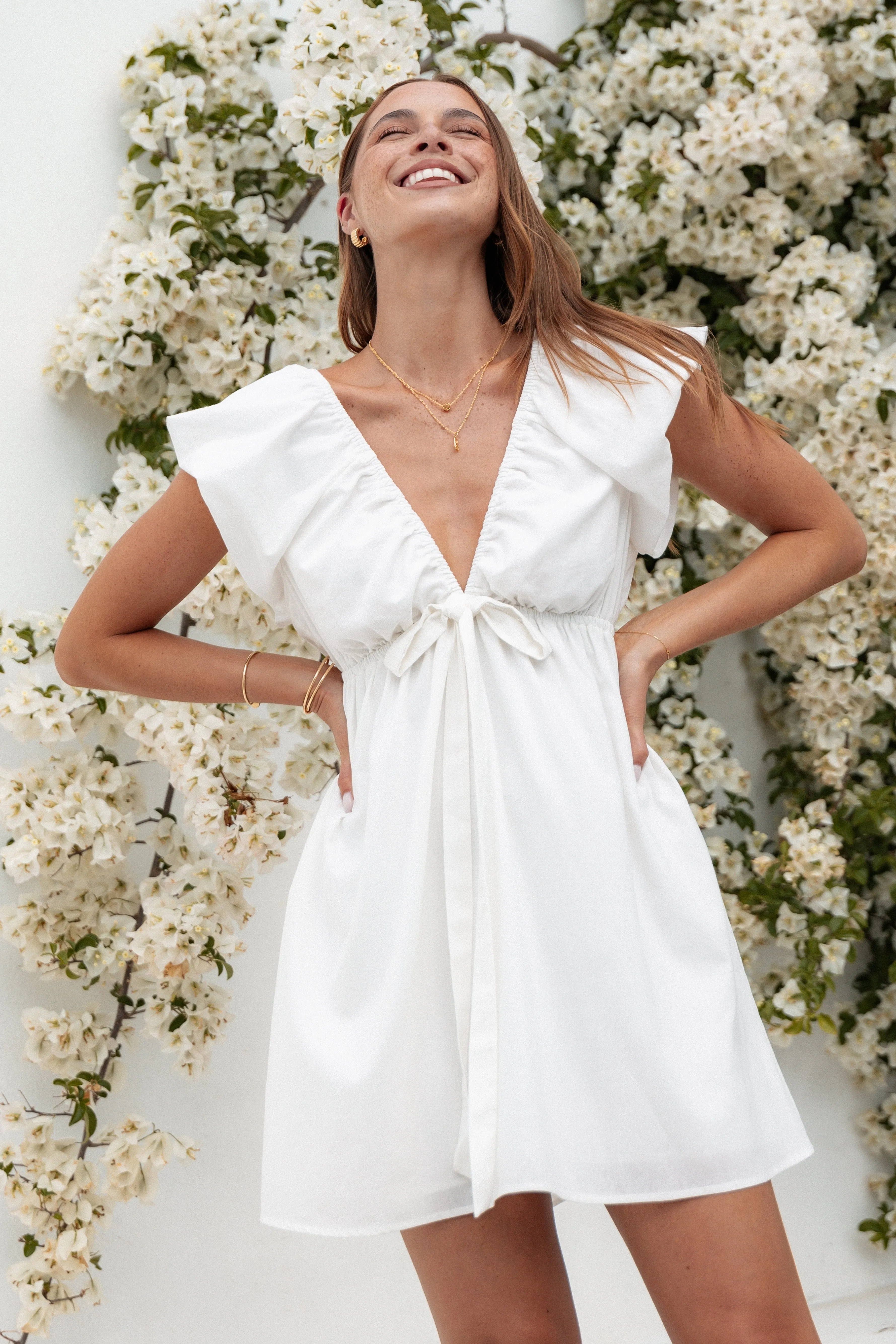 Kathy Mini Dress - White sold by Petal & Pup