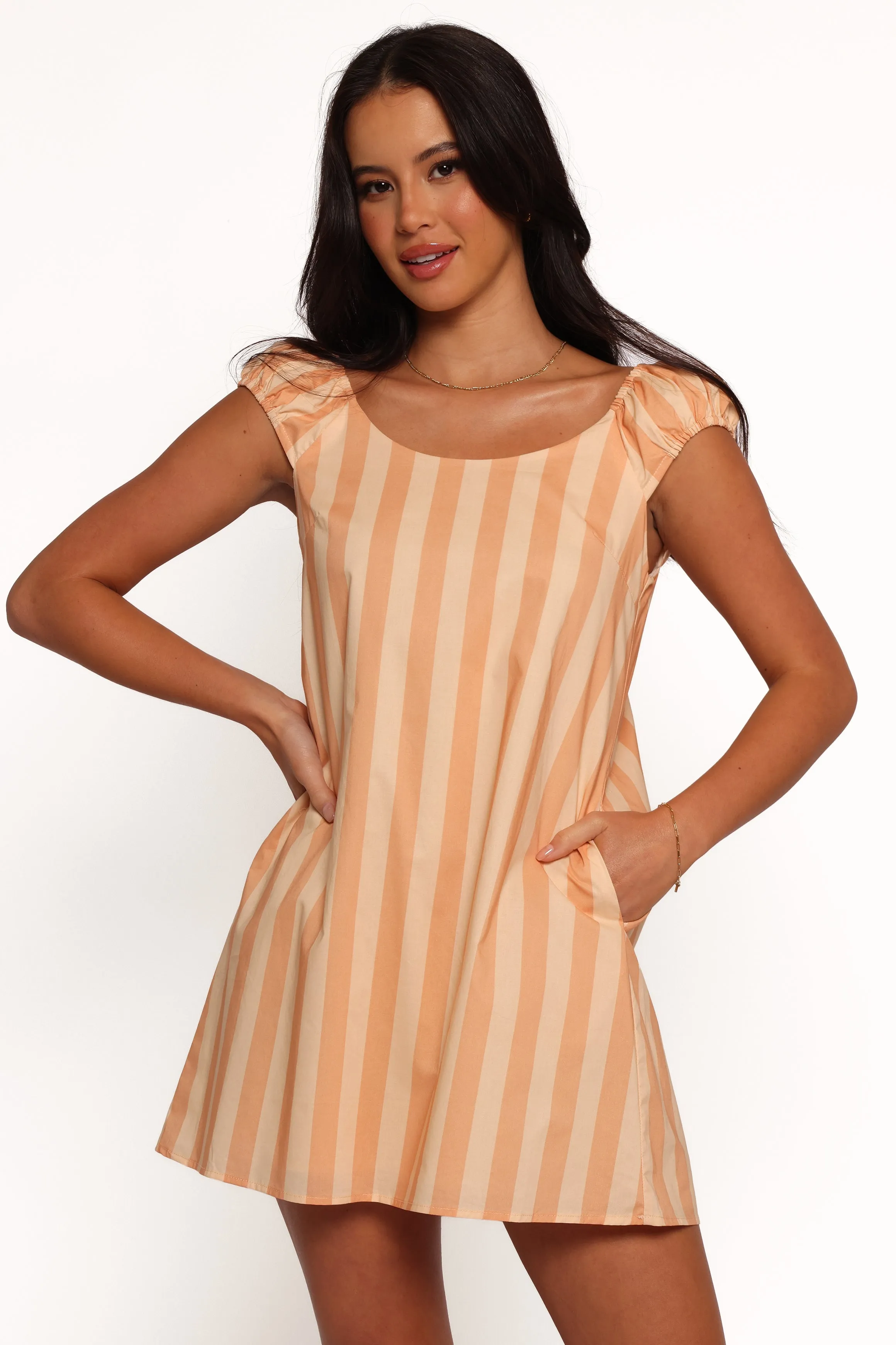 Pammy Mini Dress - Terracotta Stripe sold by Petal & Pup product image thumbnail 3