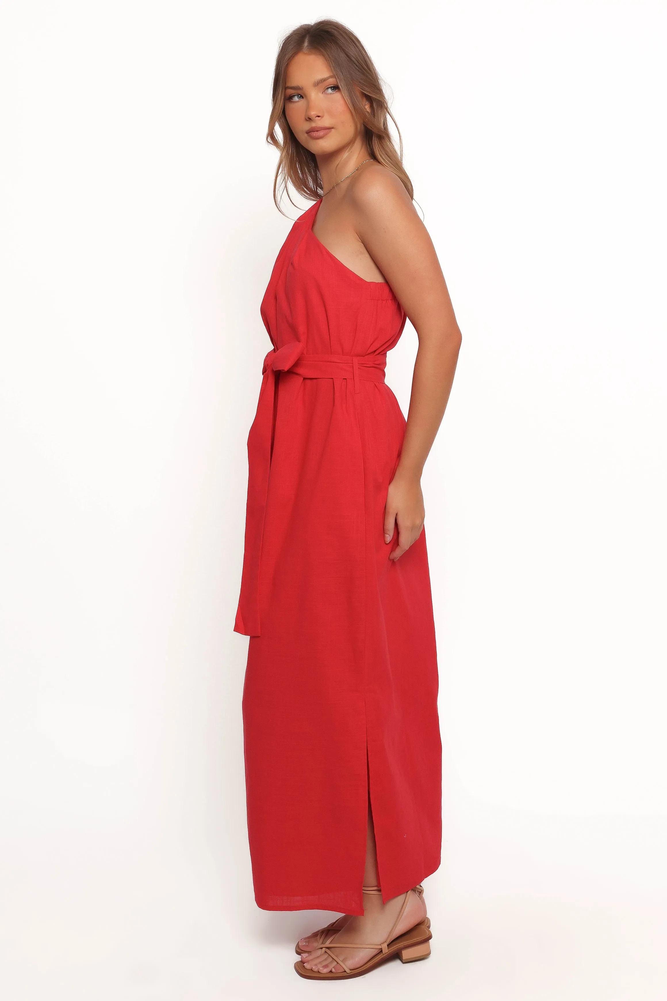 Roma One Shoulder Midi Dress - Red sold by Petal & Pup product image thumbnail 5
