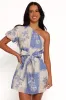 Dylan One Shoulder Mini Dress - Blue Dahlia sold by Petal & Pup