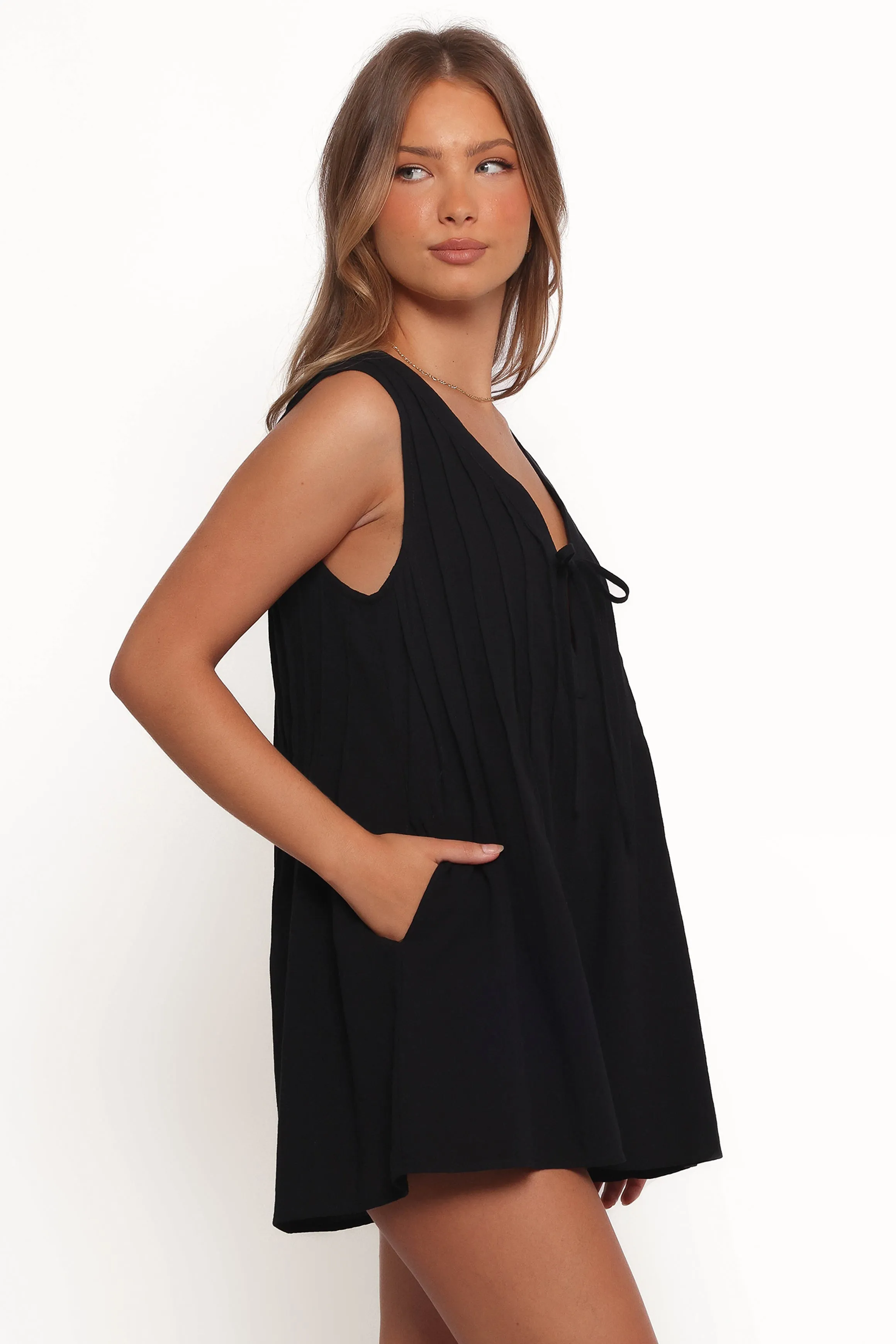 Kallie Tie Front Romper - Black sold by Petal & Pup product image thumbnail 3
