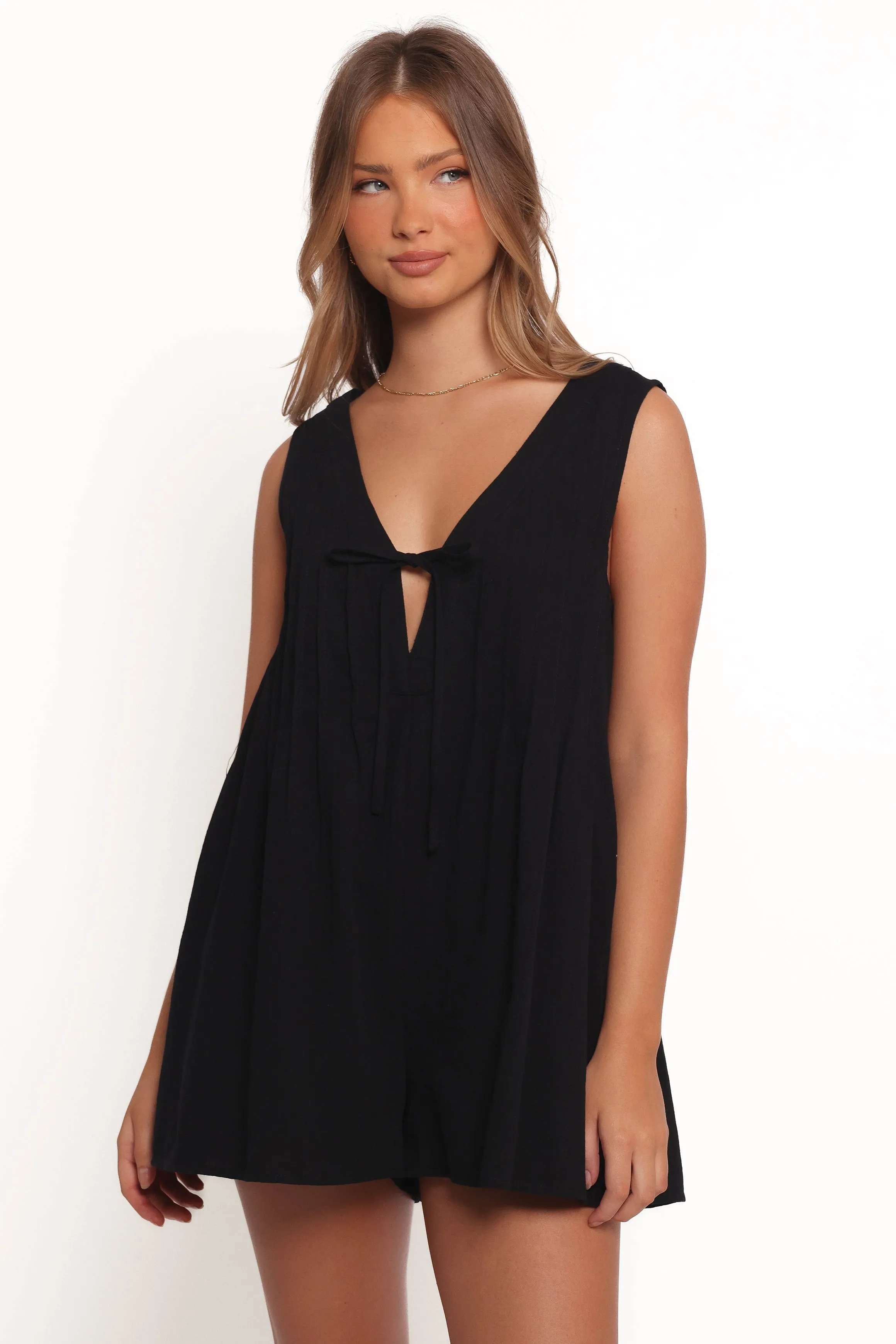 Kallie Tie Front Romper - Black sold by Petal & Pup product image thumbnail 2