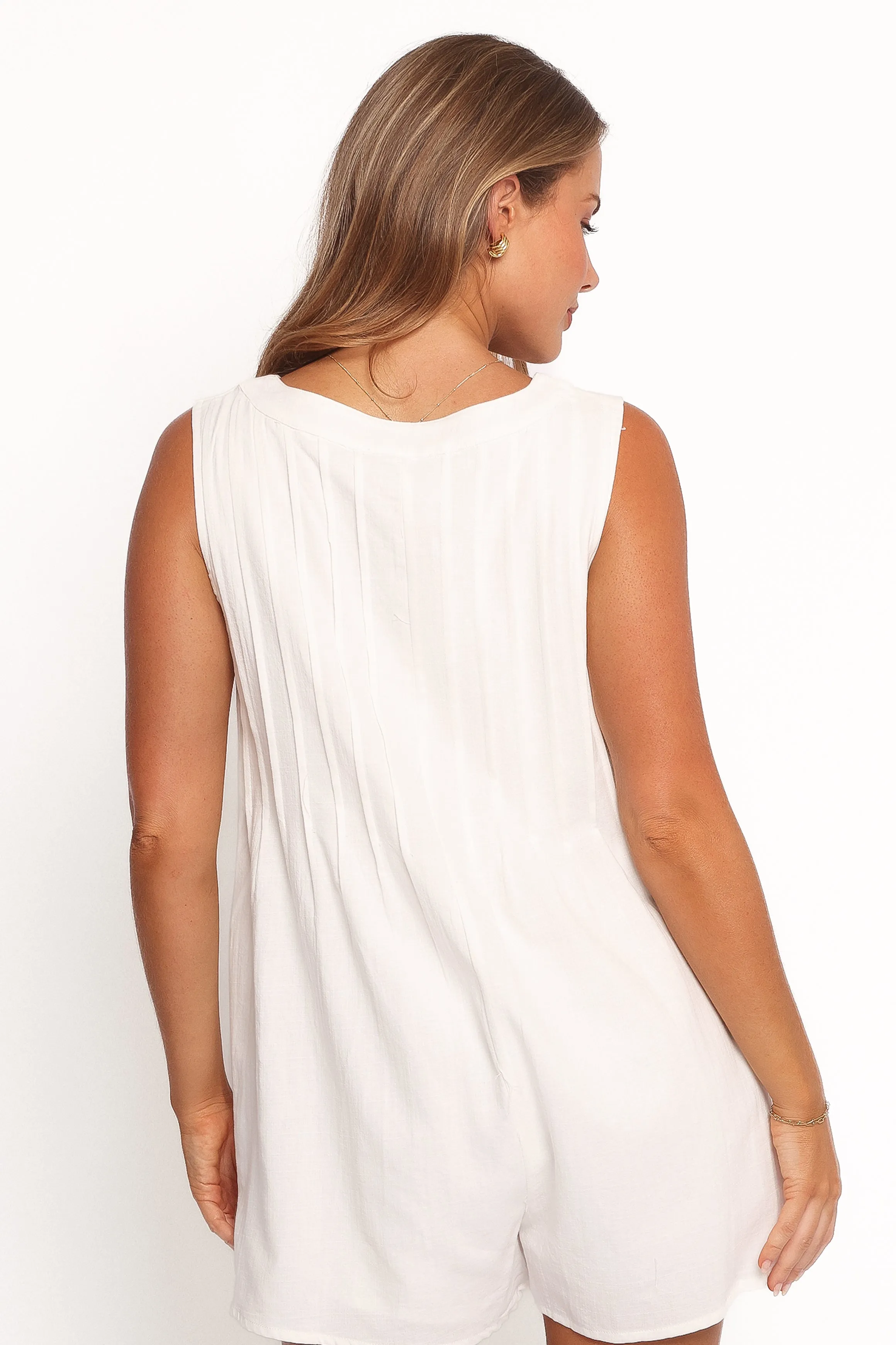 Kallie Tie Front Romper - White sold by Petal & Pup product image thumbnail 5