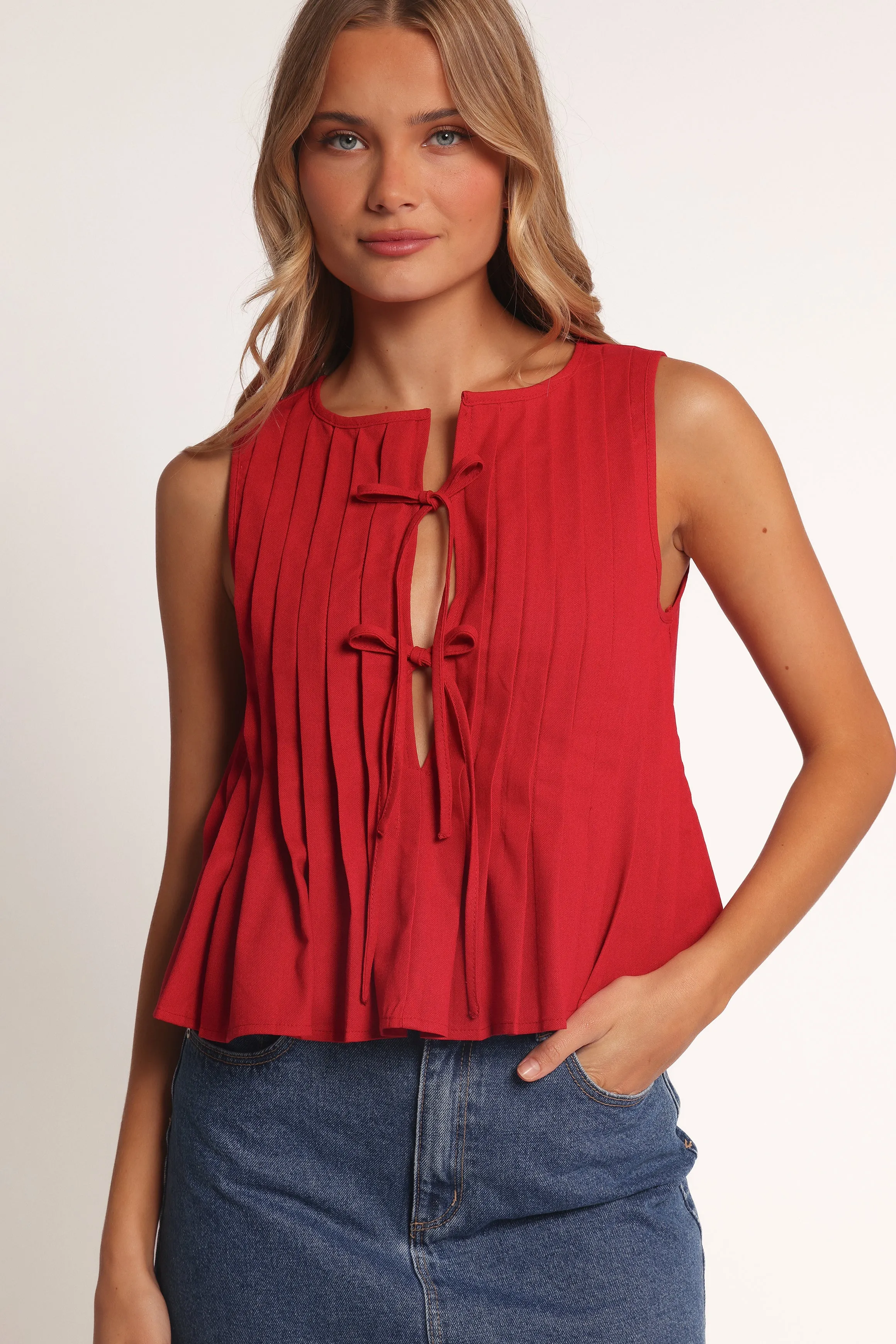 Delia Pleat Tie Top - Red sold by Petal & Pup product image thumbnail 5