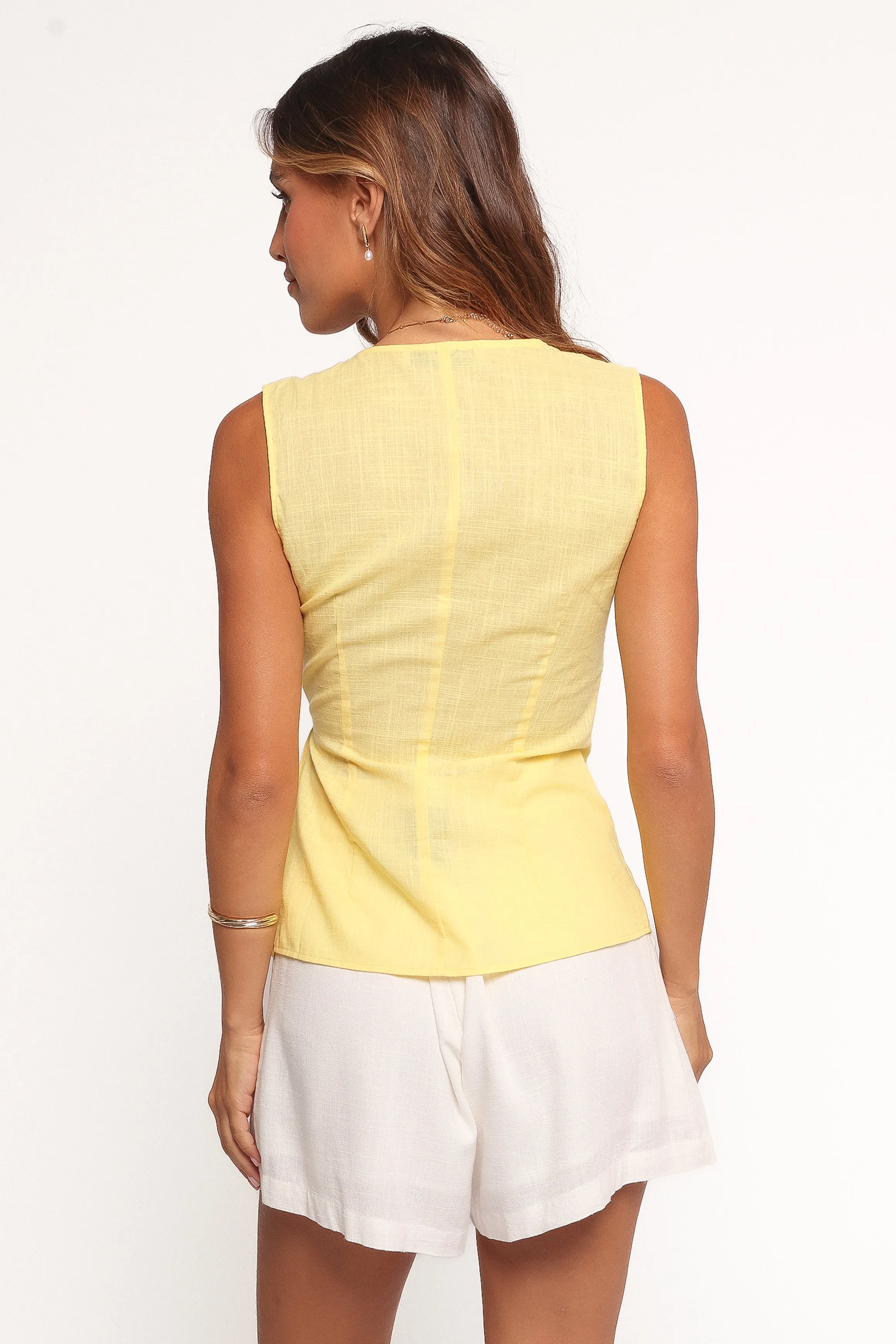 Vanni Wrap Front Linen Top - Yellow sold by Petal & Pup product image thumbnail 5
