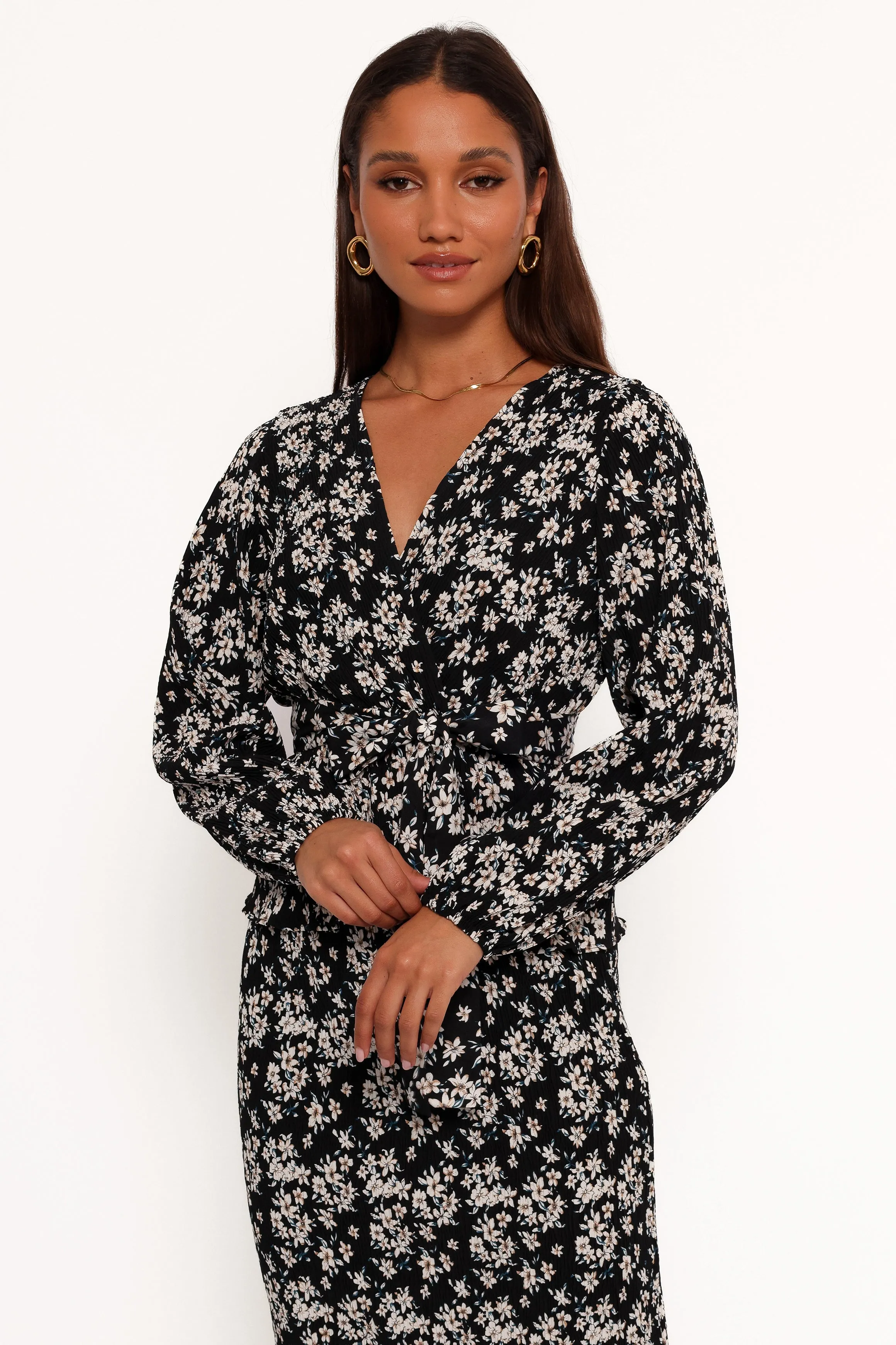 Minelli Pleat Top - Black/White Floral sold by Petal & Pup product image thumbnail 3