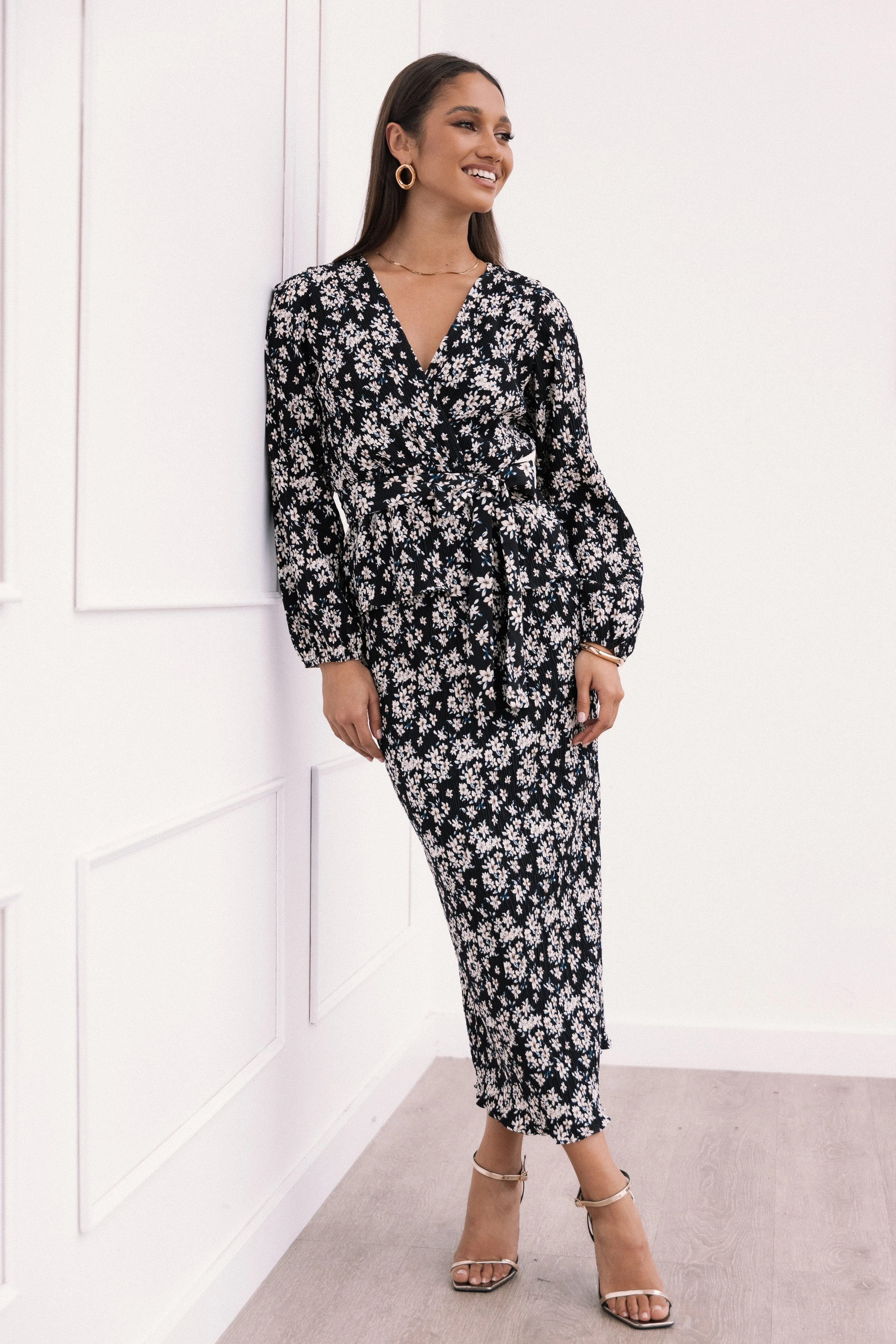 Minelli Pleat Top - Black/White Floral sold by Petal & Pup product image thumbnail 2