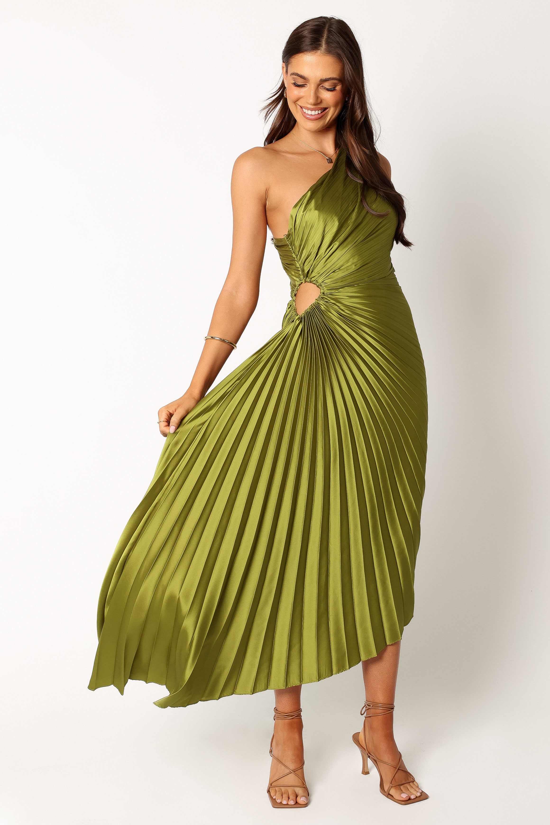 Kleo One Shoulder Maxi Dress - Olive Green sold by Petal & Pup product image thumbnail 4