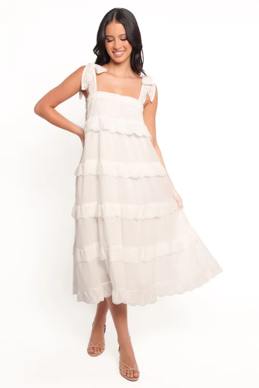 Harriette Midi Dress - White sold by Petal & Pup