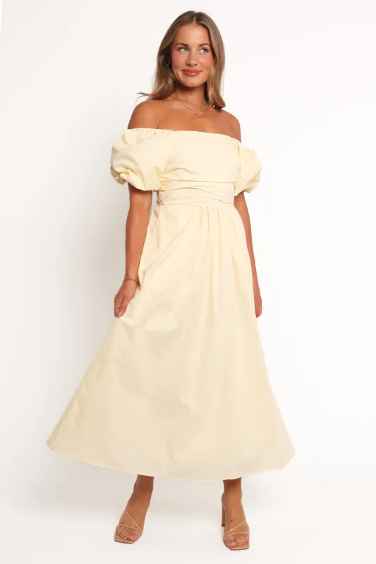 Clo Puff Sleeve Midi Dress - Yellow sold by Petal & Pup
