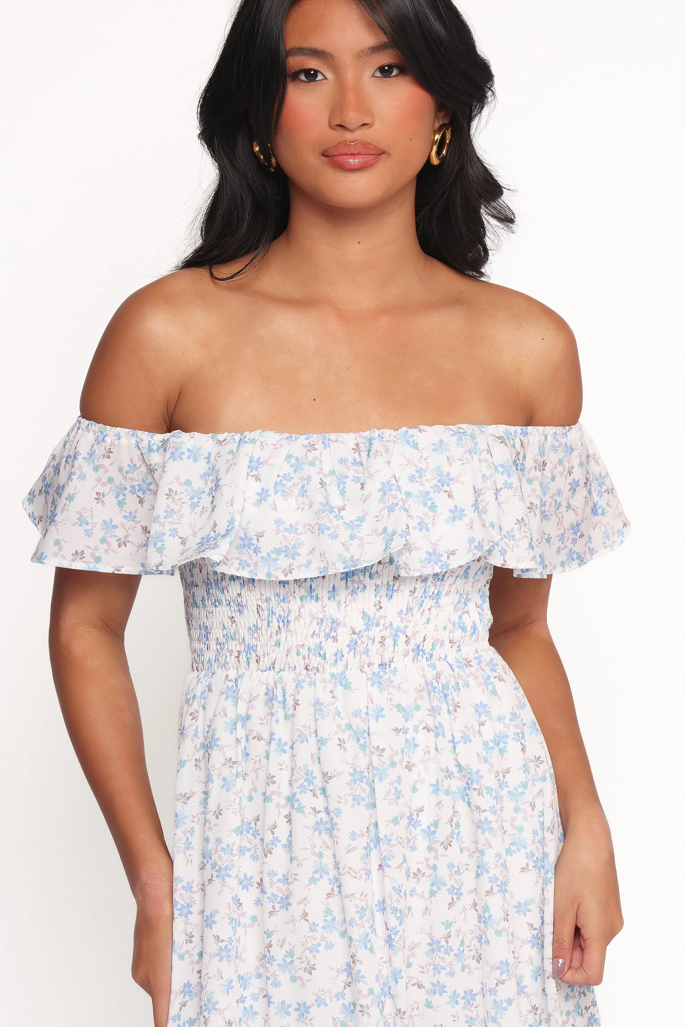 Priscilla Strapless Midi Dress - Blue Floral sold by Petal & Pup product image thumbnail 4
