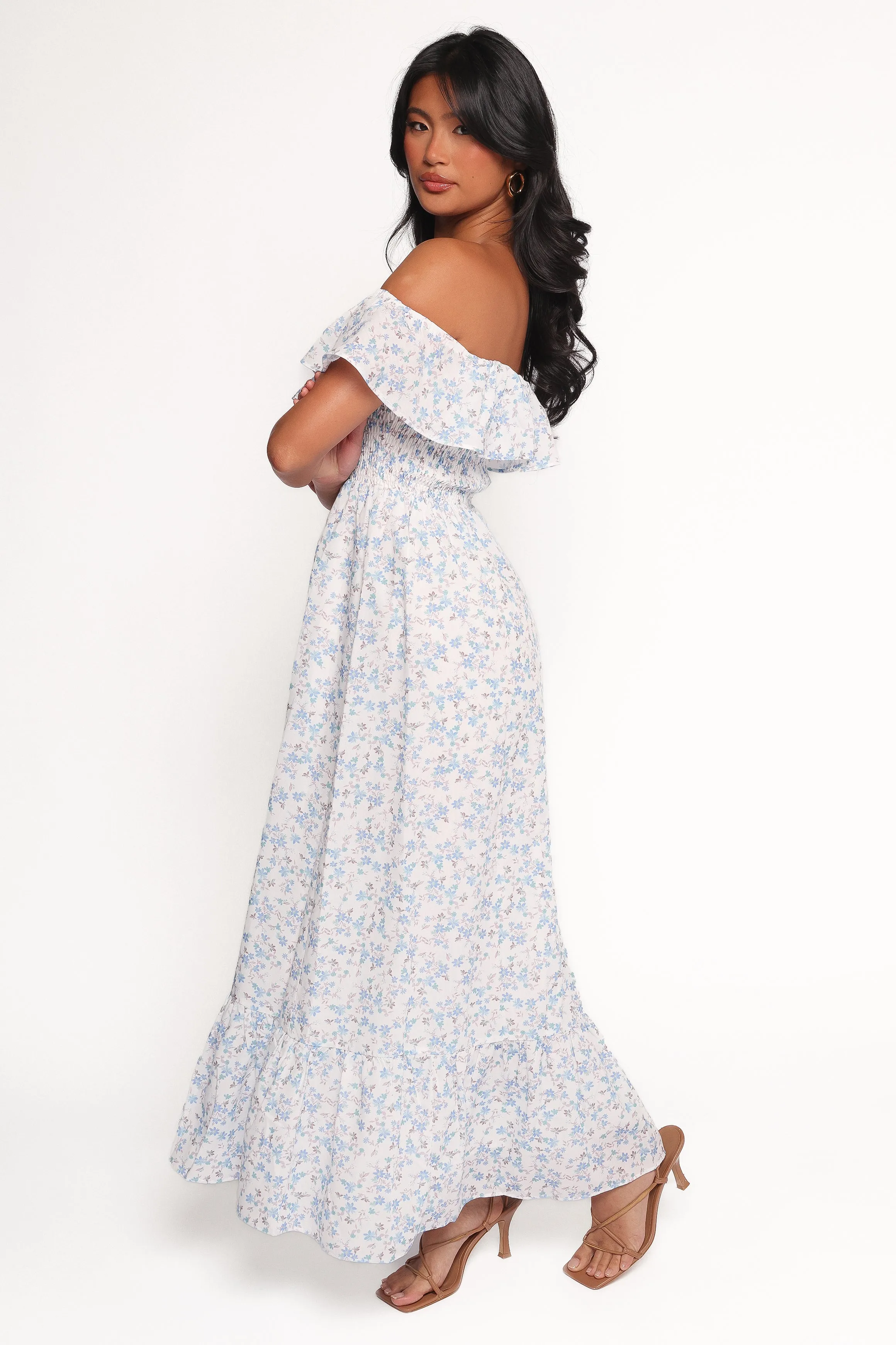 Priscilla Strapless Midi Dress - Blue Floral sold by Petal & Pup product image thumbnail 2