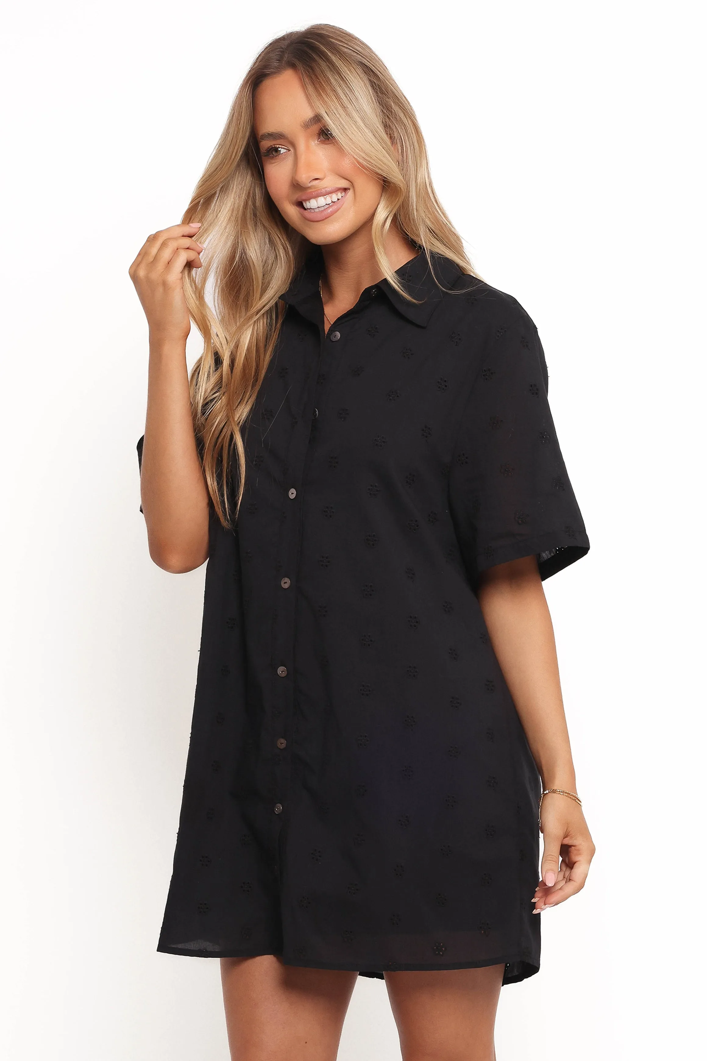 Grady Collared Shirt Dress - Black sold by Petal & Pup product image thumbnail 3