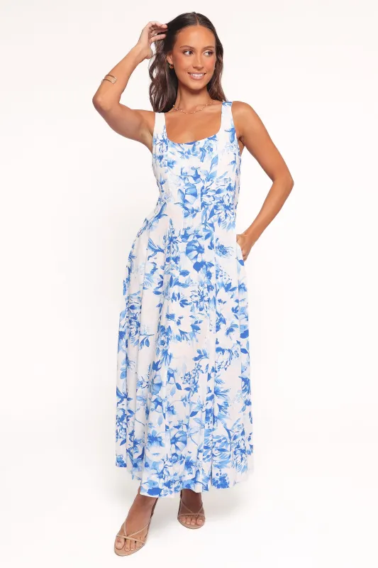 Lowen Midi Dress - Blue Floral sold by Petal & Pup