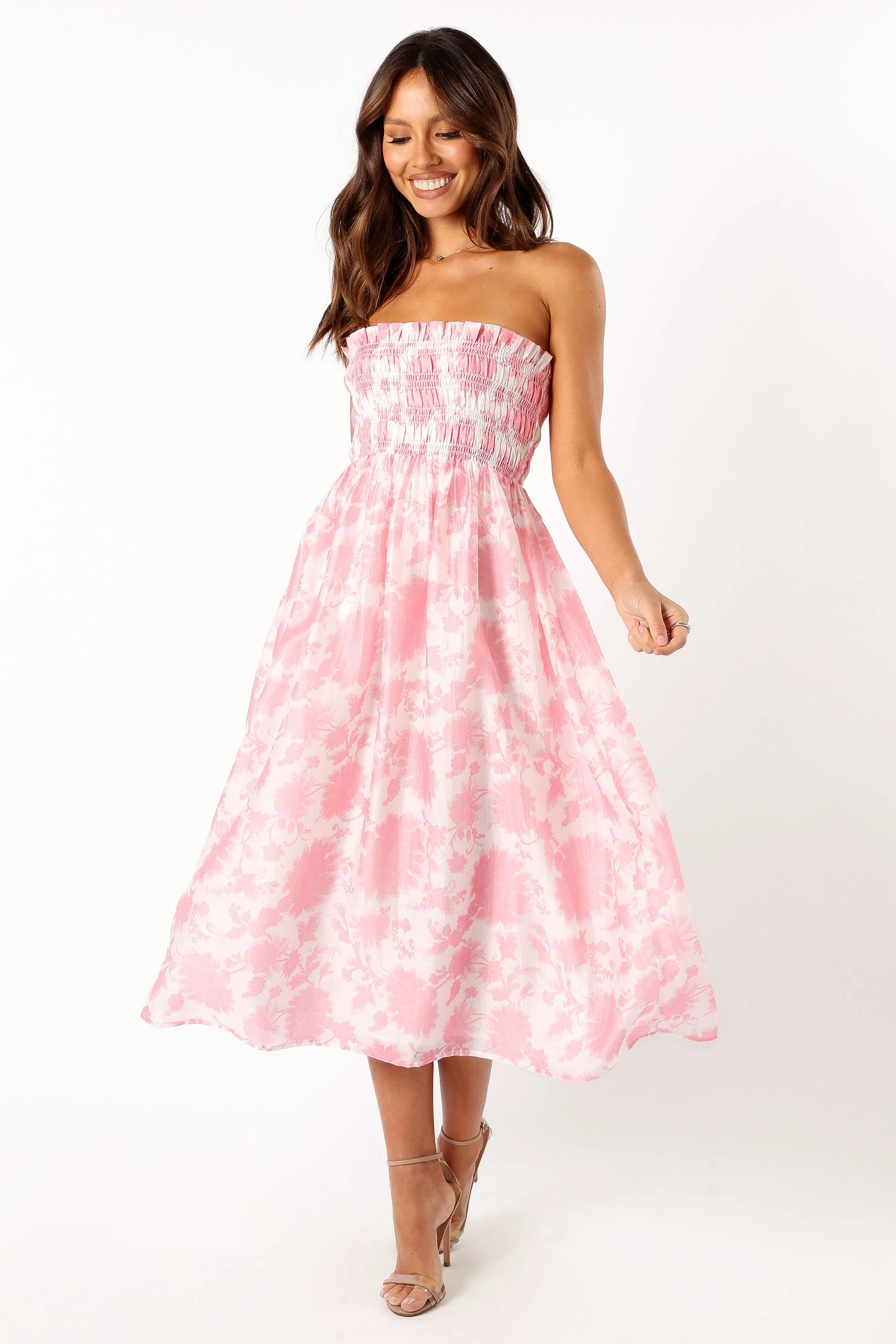 Carter Strapless Midi Dress - Pink Floral sold by Petal & Pup product image thumbnail 3