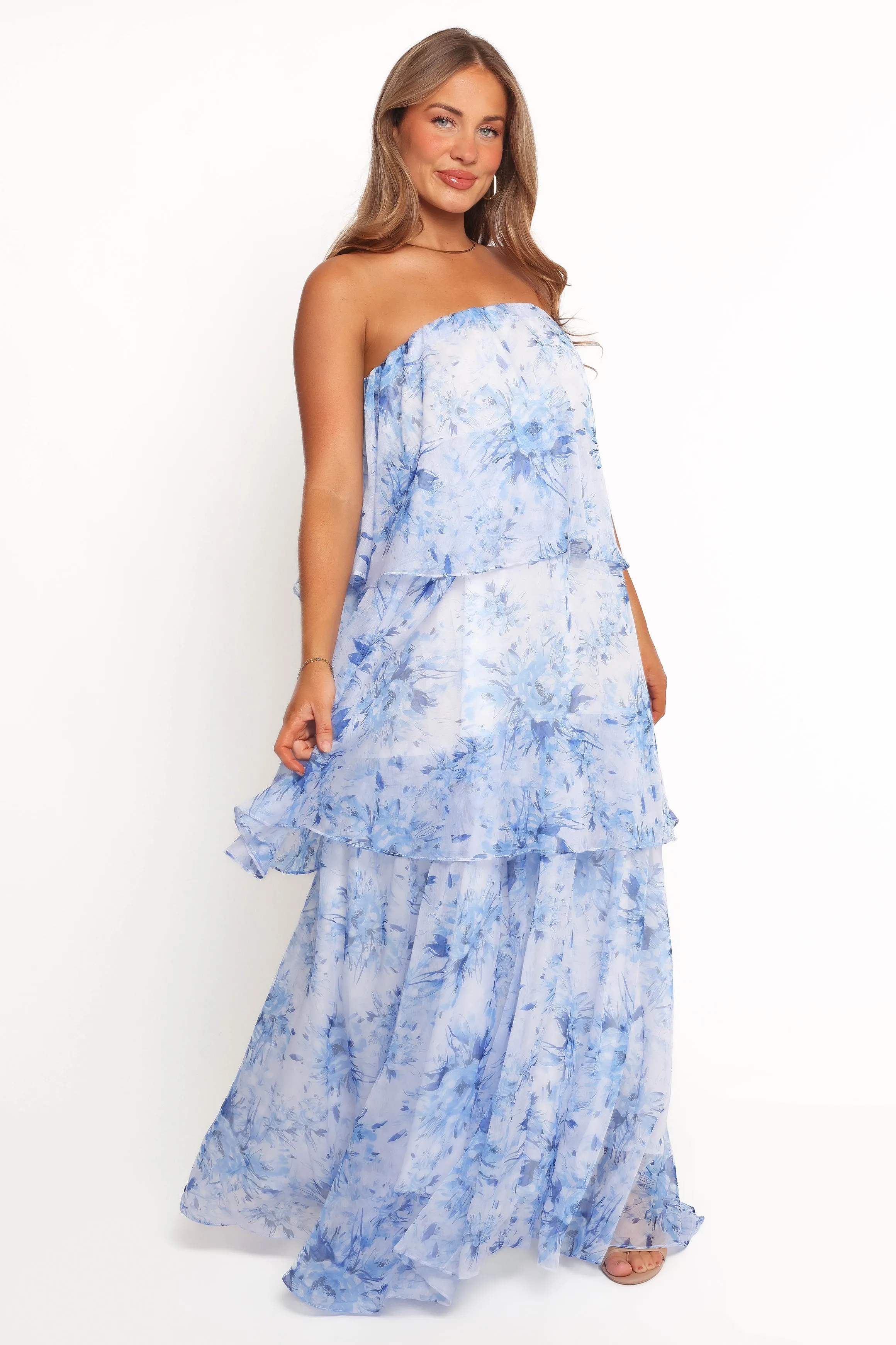 Bloom Strapless Maxi Dress - Blue sold by Petal & Pup