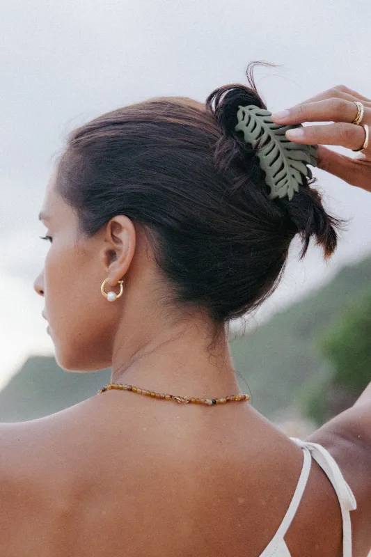 Palm Hair Clip - Green sold by Petal & Pup