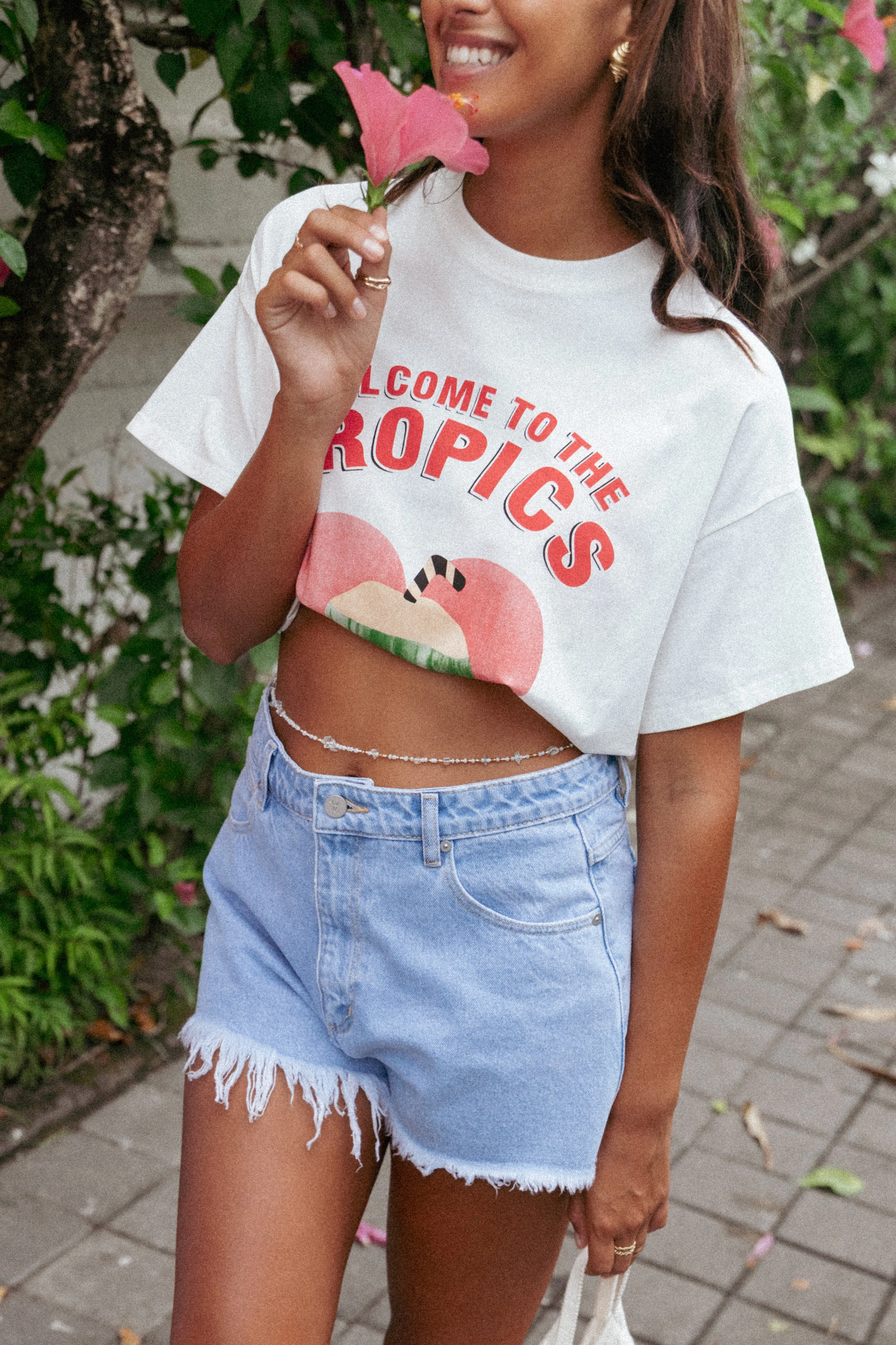 The Tropics Graphic Tee - White sold by Petal & Pup