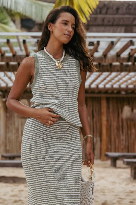 Arella Knit Top - Sage/Cream sold by Petal & Pup