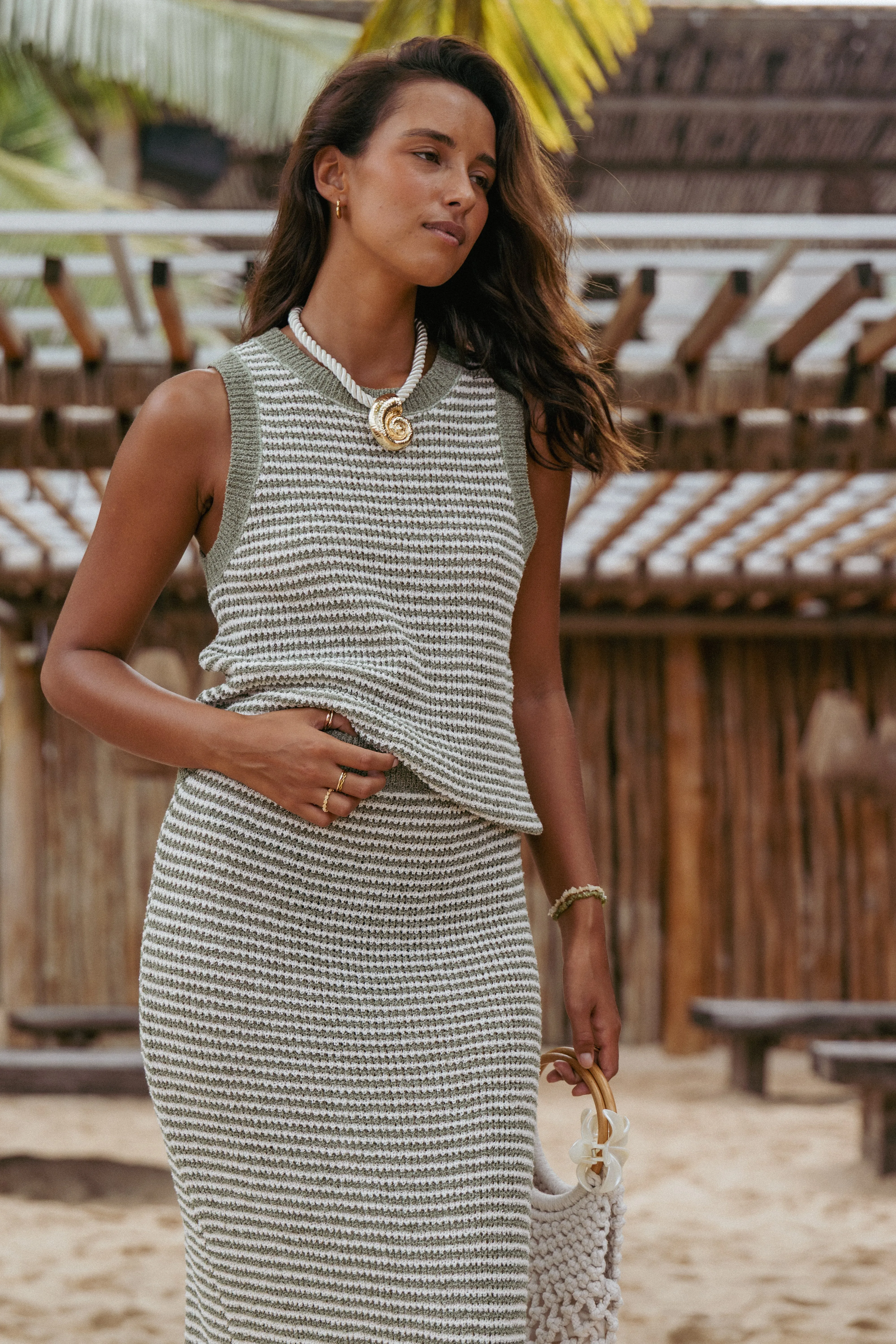 Arella Knit Top - Sage/Cream sold by Petal & Pup