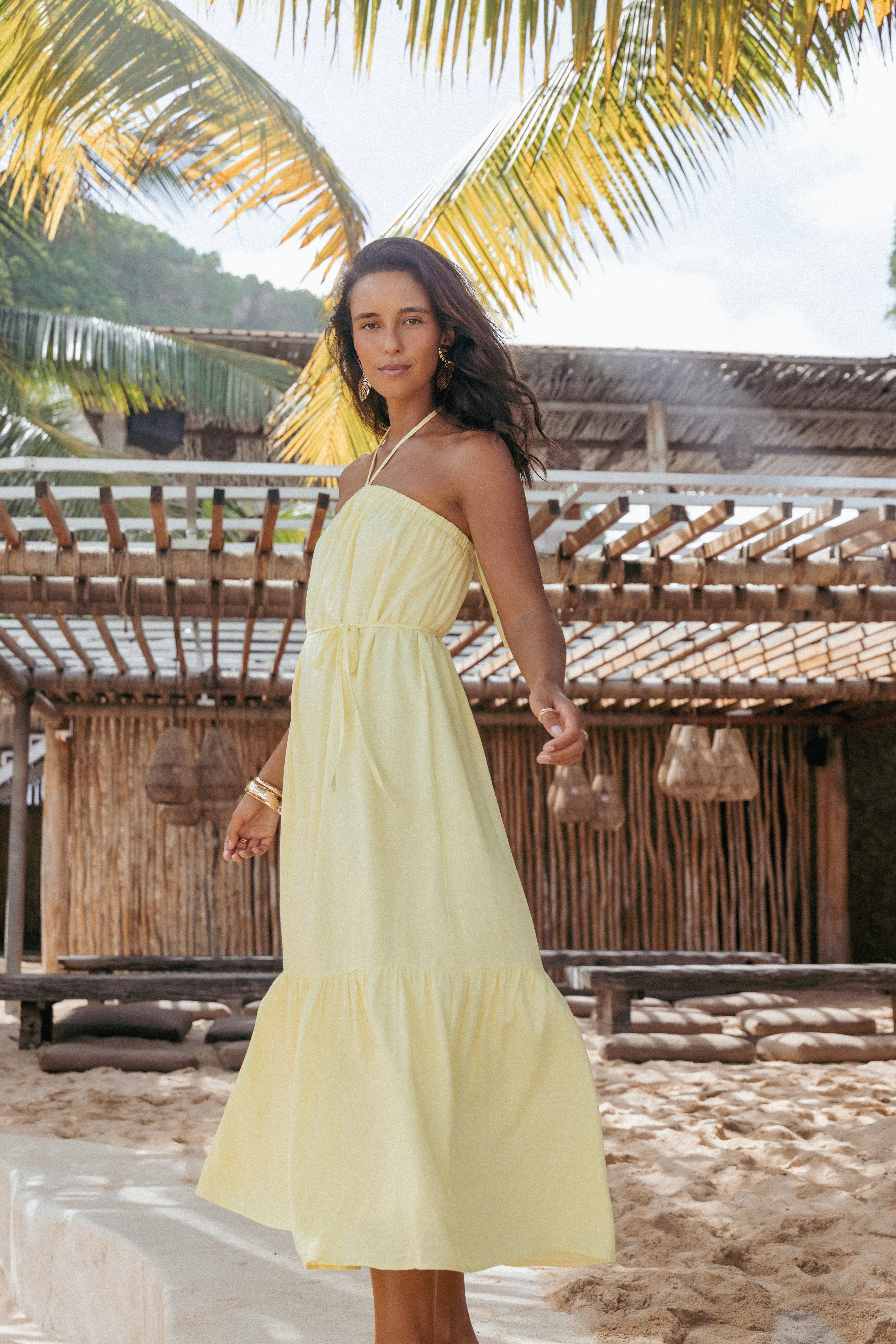 View Halterneck Maxi Dress - Lemon sold by Petal & Pup