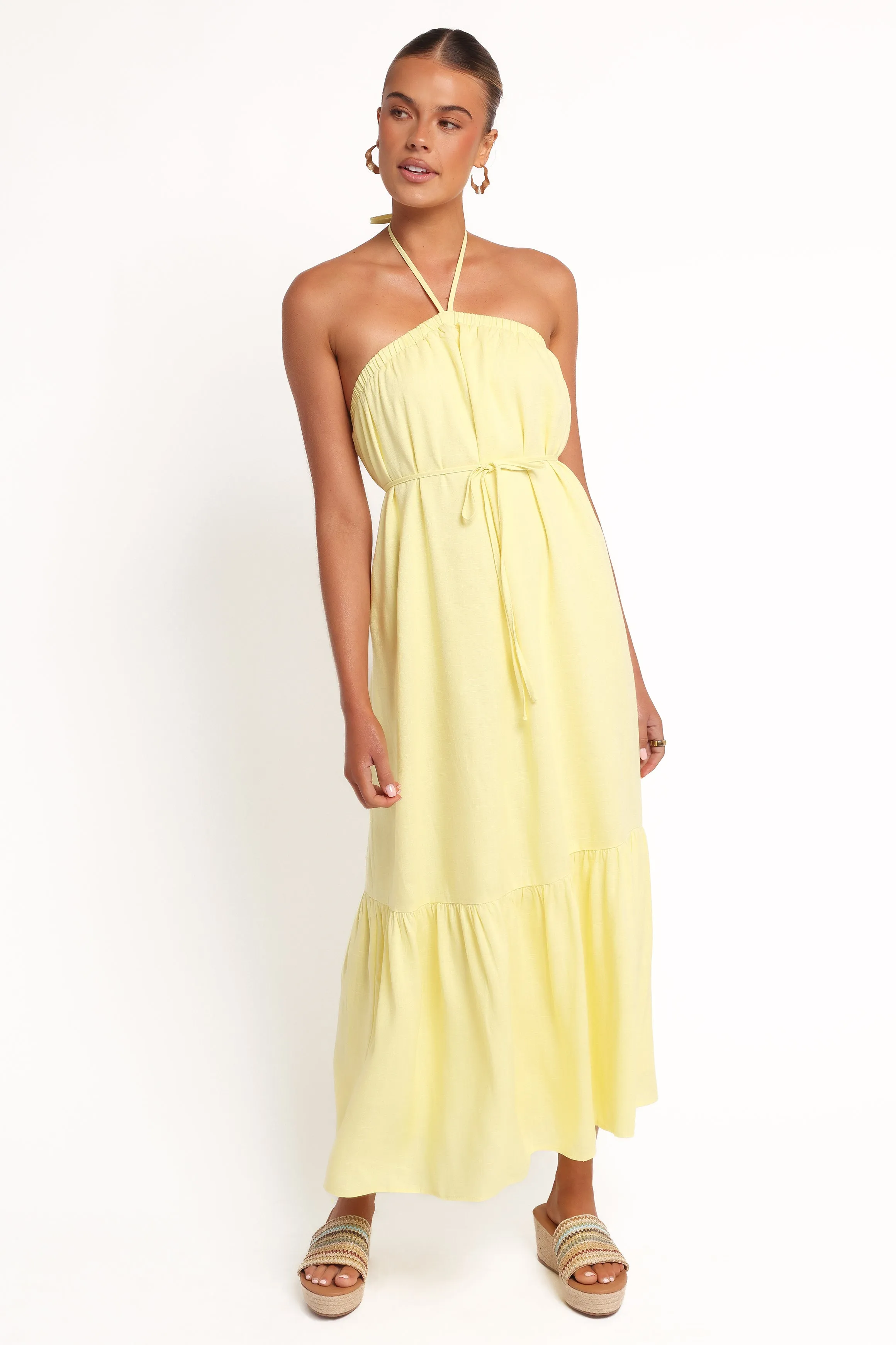 View Halterneck Maxi Dress - Lemon sold by Petal & Pup product image thumbnail 3