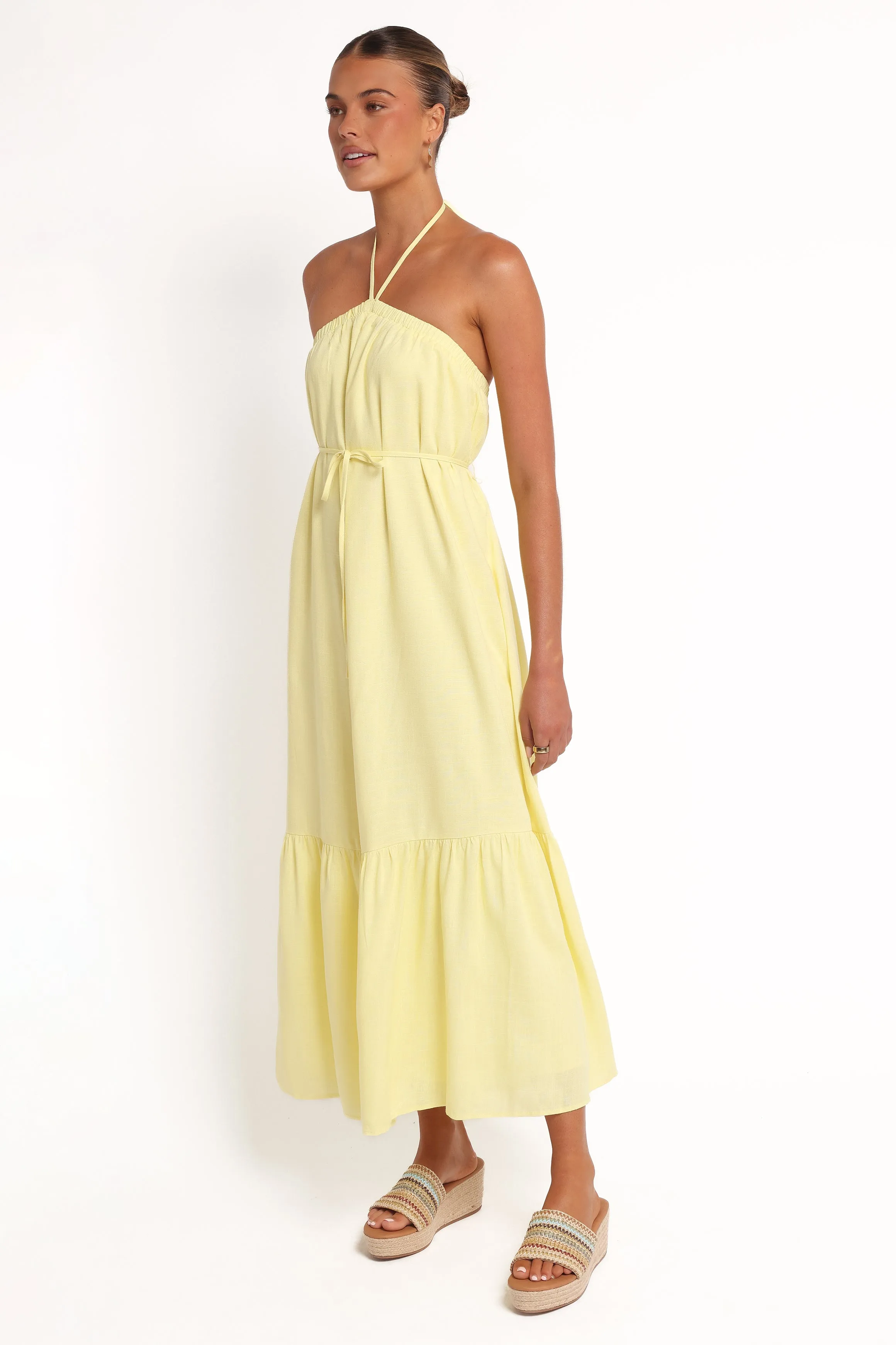 View Halterneck Maxi Dress - Lemon sold by Petal & Pup product image thumbnail 4