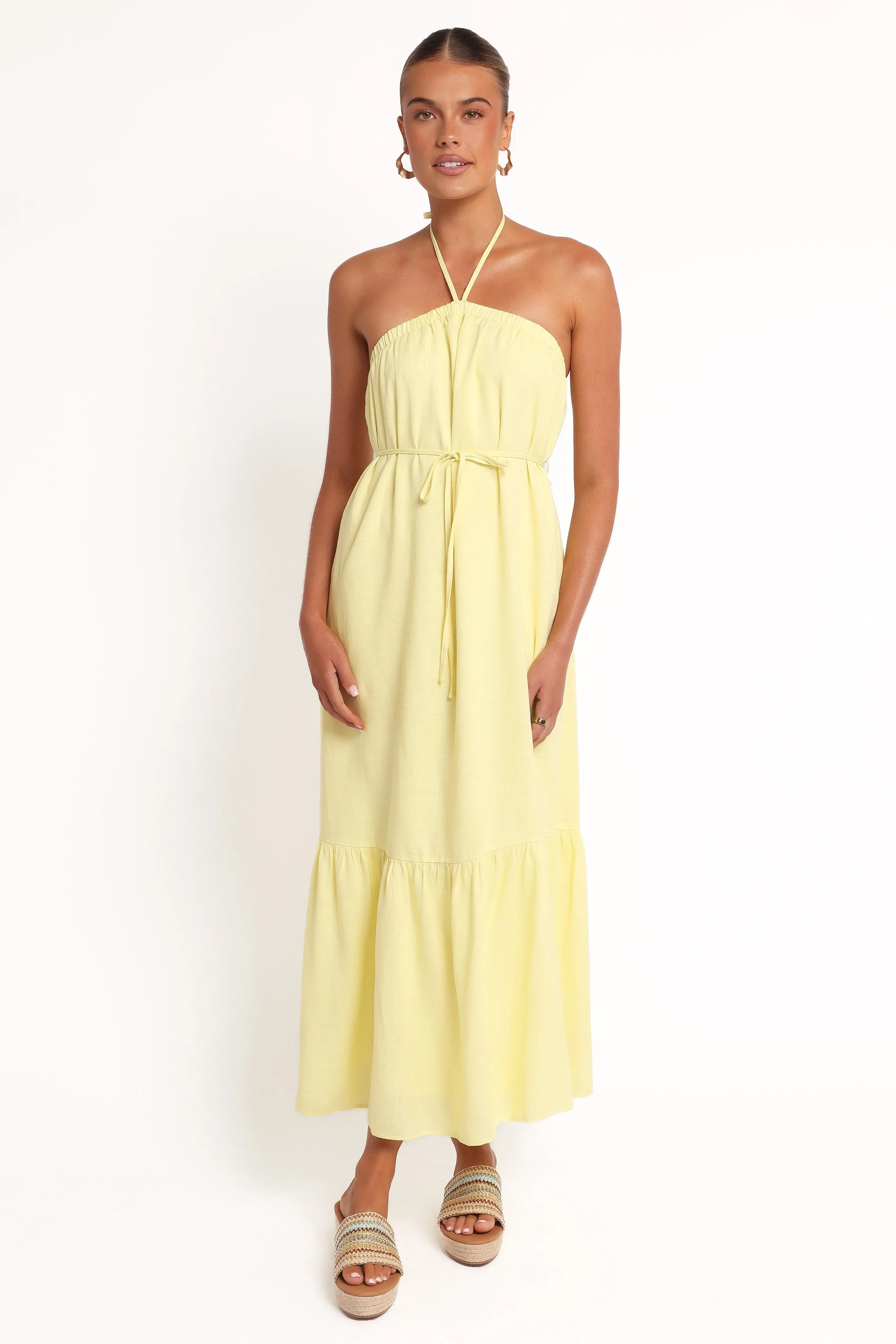 View Halterneck Maxi Dress - Lemon sold by Petal & Pup product image thumbnail 2