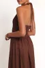 Marie Halterneck Maxi Dress - Chocolate sold by Petal & Pup