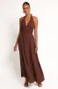 Marie Halterneck Maxi Dress - Chocolate sold by Petal & Pup