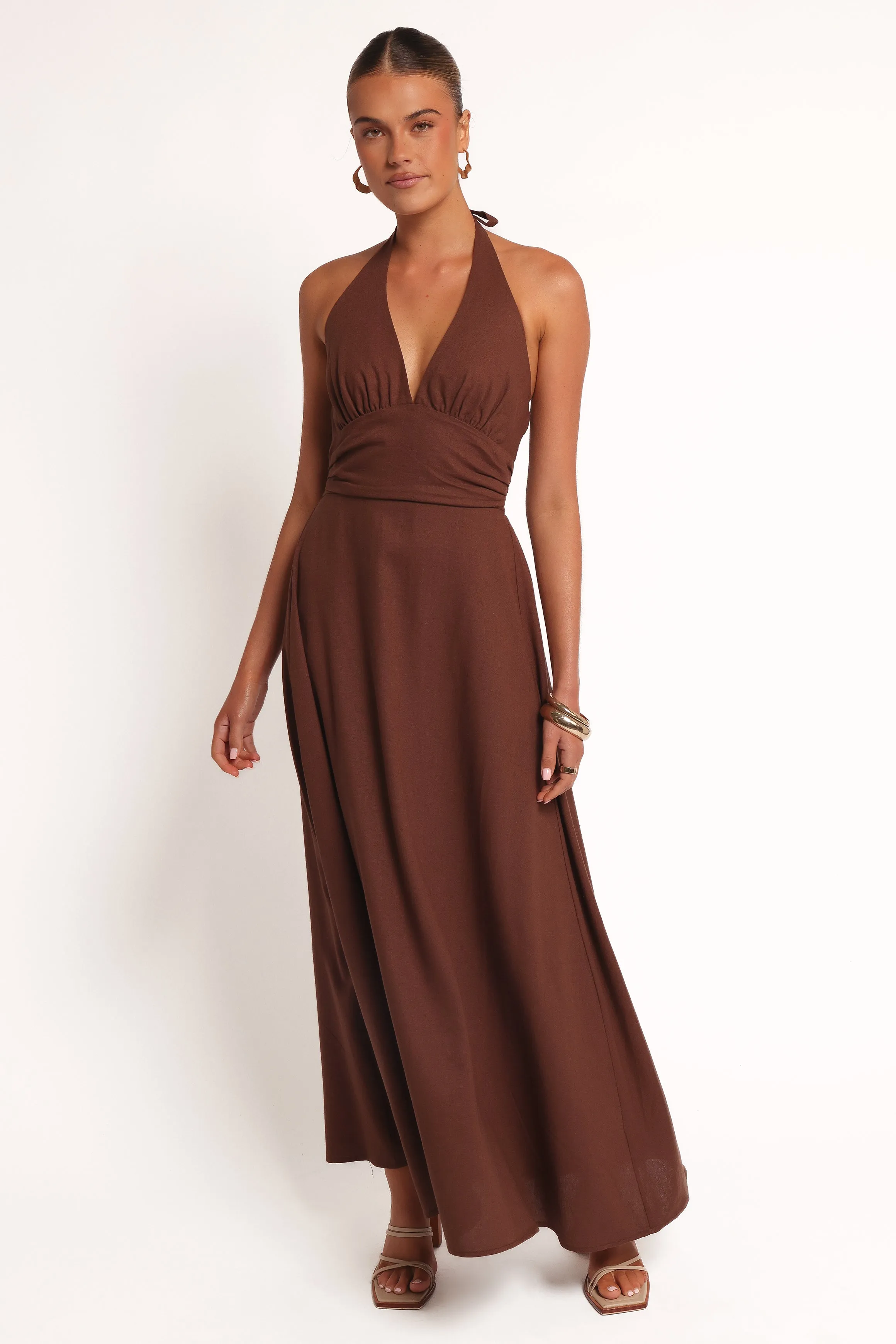 Marie Halterneck Maxi Dress - Chocolate sold by Petal & Pup product image thumbnail 2