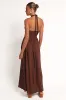 Marie Halterneck Maxi Dress - Chocolate sold by Petal & Pup