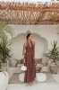Marie Halterneck Maxi Dress - Chocolate sold by Petal & Pup