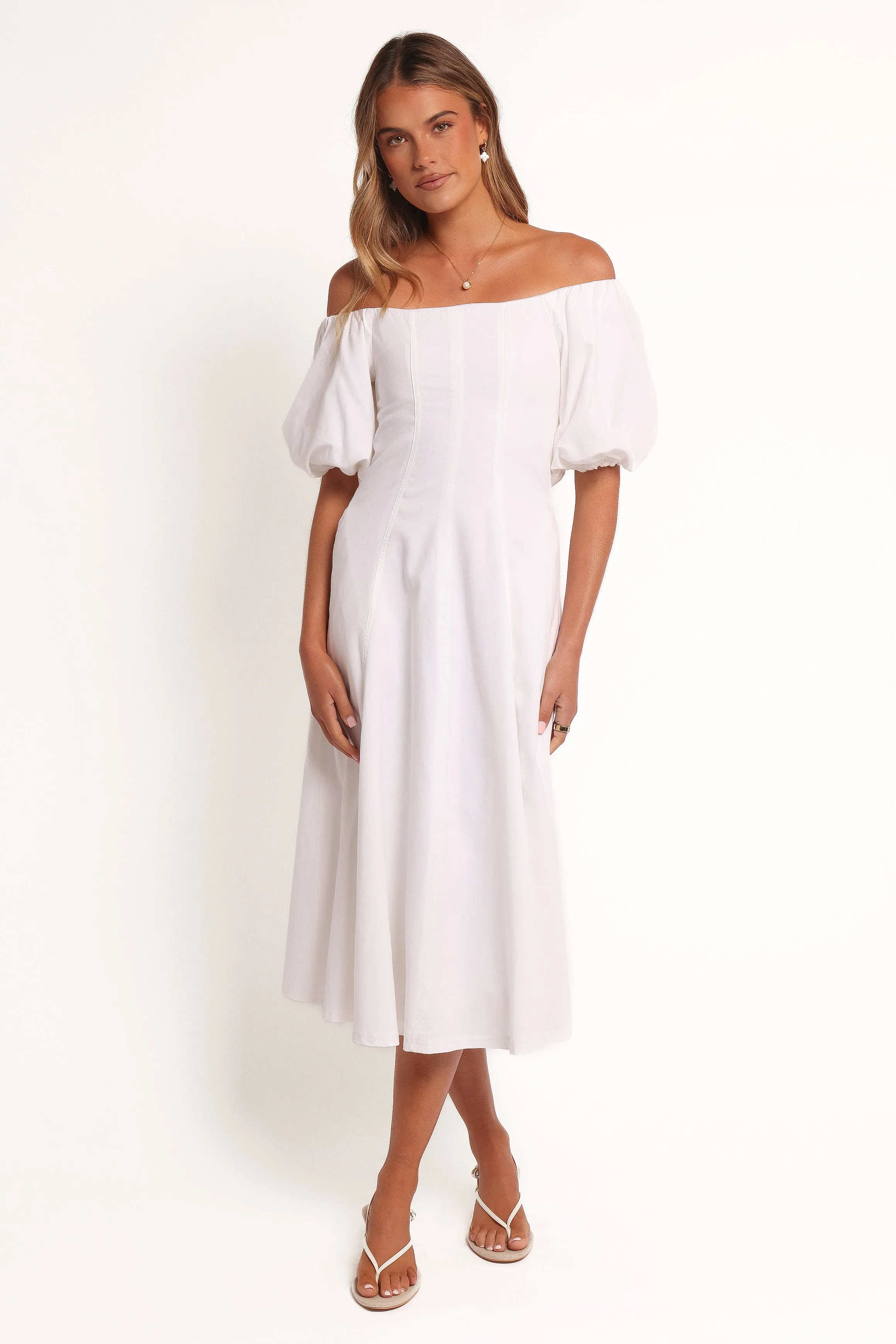 Jensen Off Shoulder Midi Dress - Ivory sold by Petal & Pup product image thumbnail 2