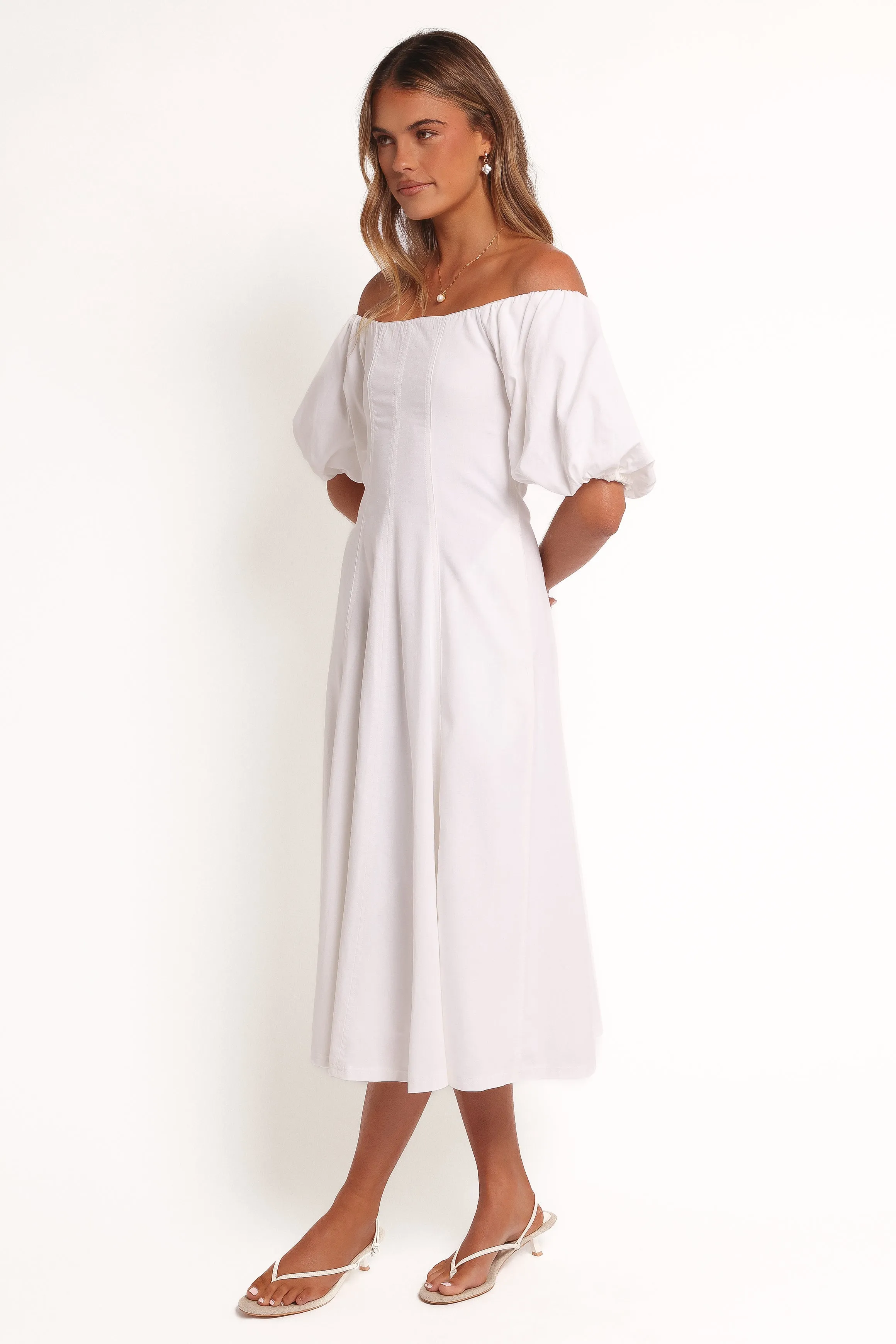 Jensen Off Shoulder Midi Dress - Ivory sold by Petal & Pup product image thumbnail 3