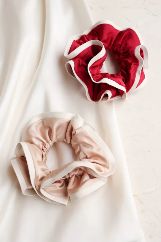 Nellie 2 Pack Scrunchie Set - Red/Pink made by Petal & Pup