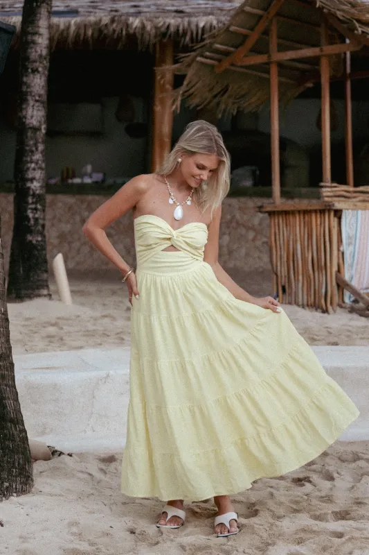 Sitara Strapless Midi Dress - Yellow sold by Petal & Pup