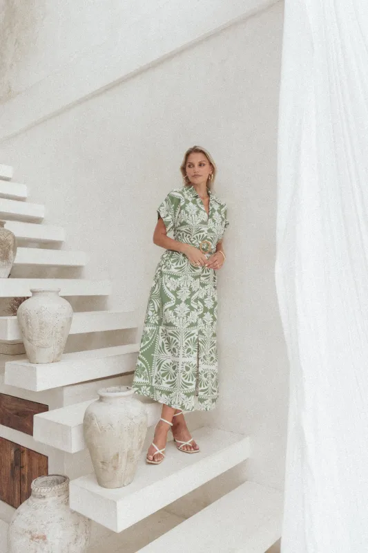 Preston Midi Dress - Green Floral made by Petal & Pup
