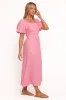 Chlo Puff Sleeve Midi Dress - Red Stripe sold by Petal & Pup