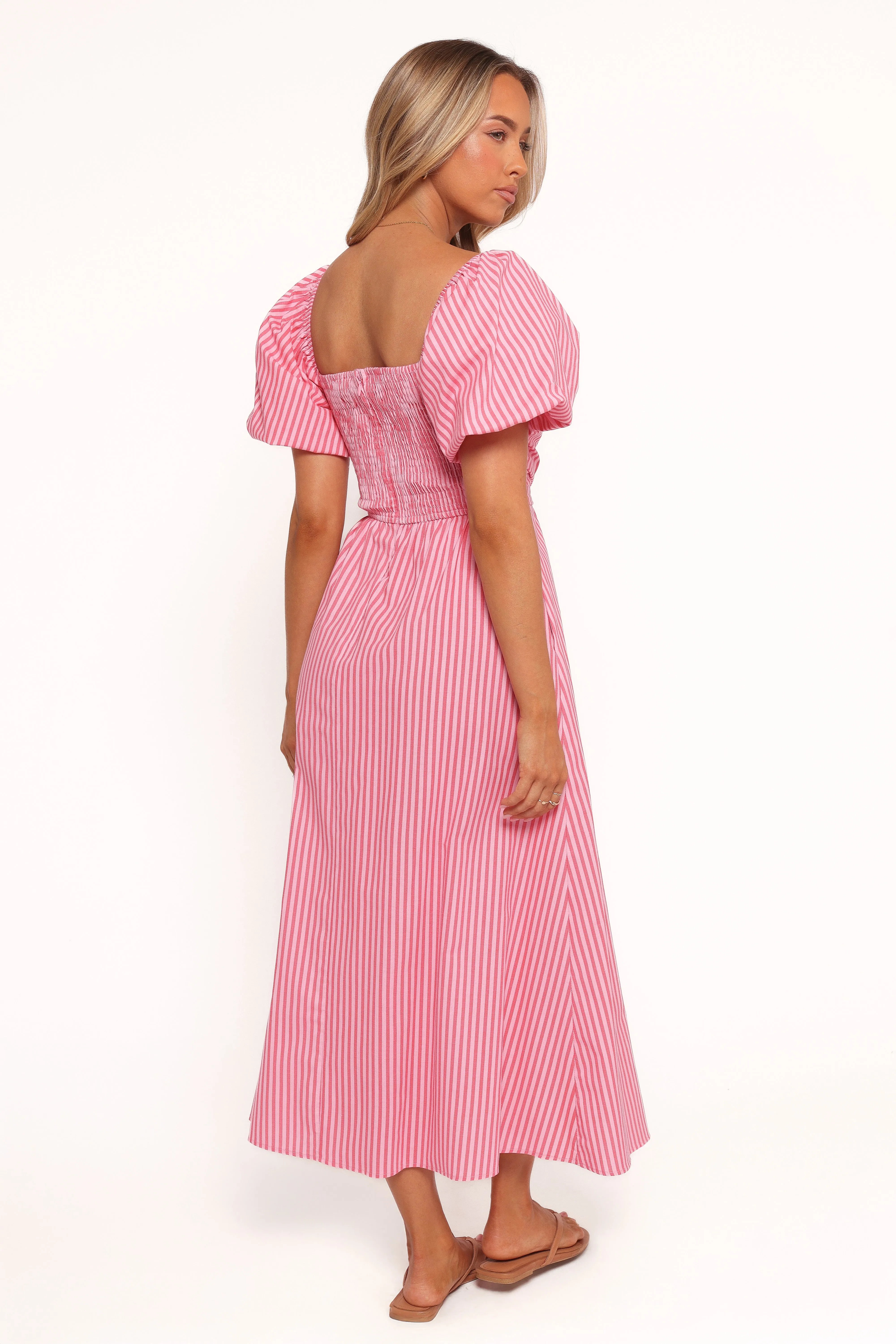 Chlo Puff Sleeve Midi Dress - Red Stripe sold by Petal & Pup product image thumbnail 5