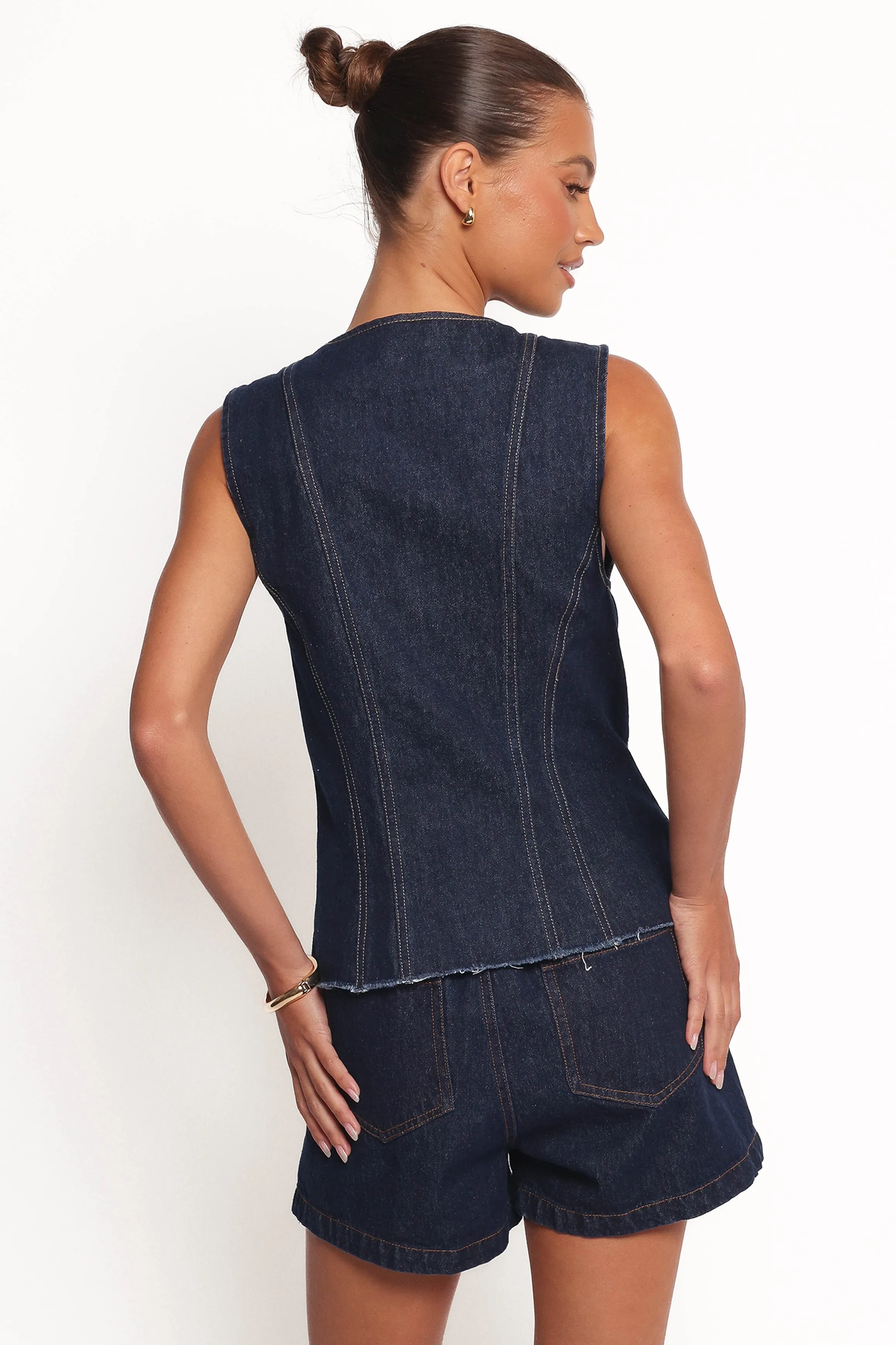 Nylah Pleated Denim Short - Mid Denim sold by Petal & Pup product image thumbnail 5