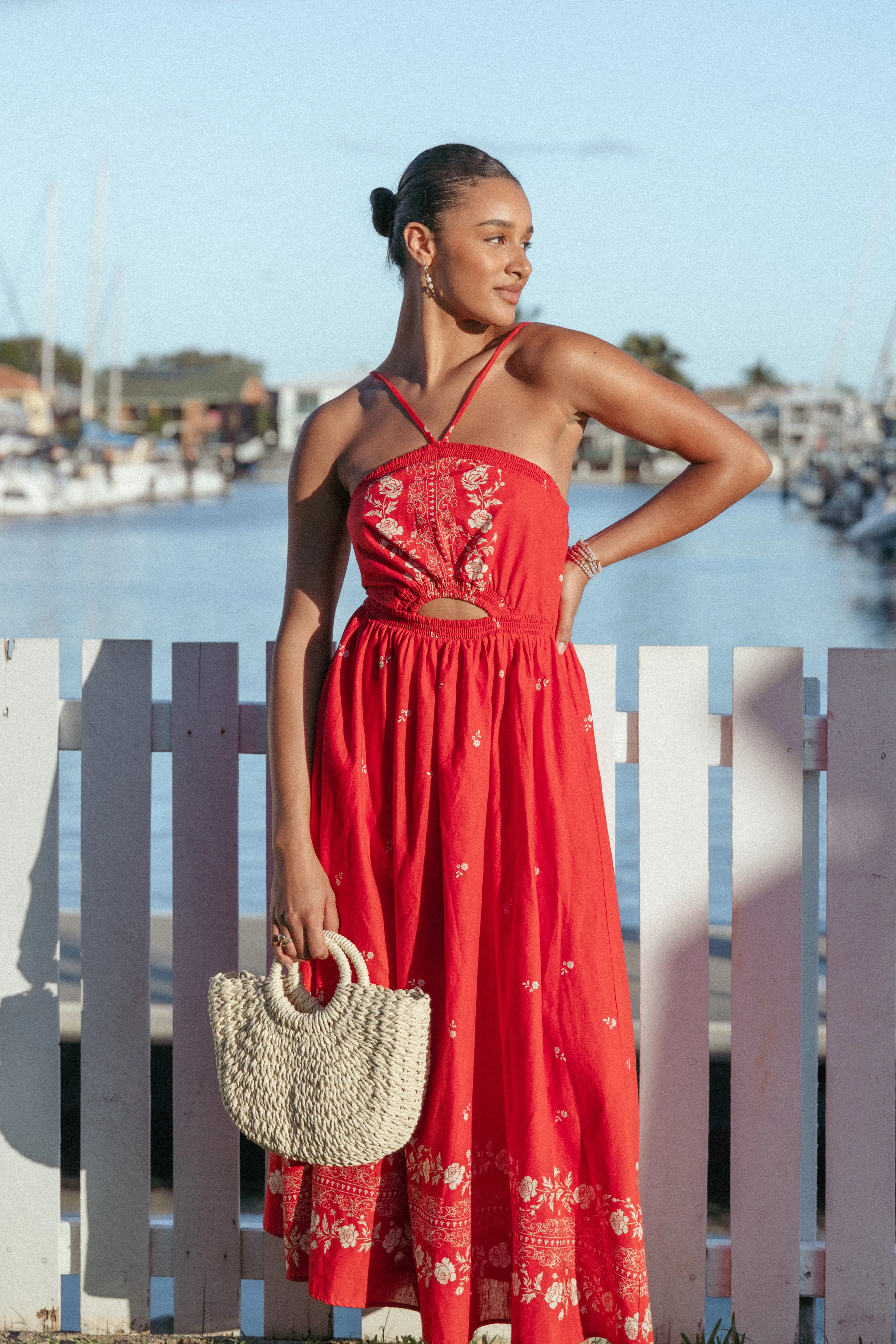 Madi Maxi Dress - Red Floral Bandana sold by Petal & Pup